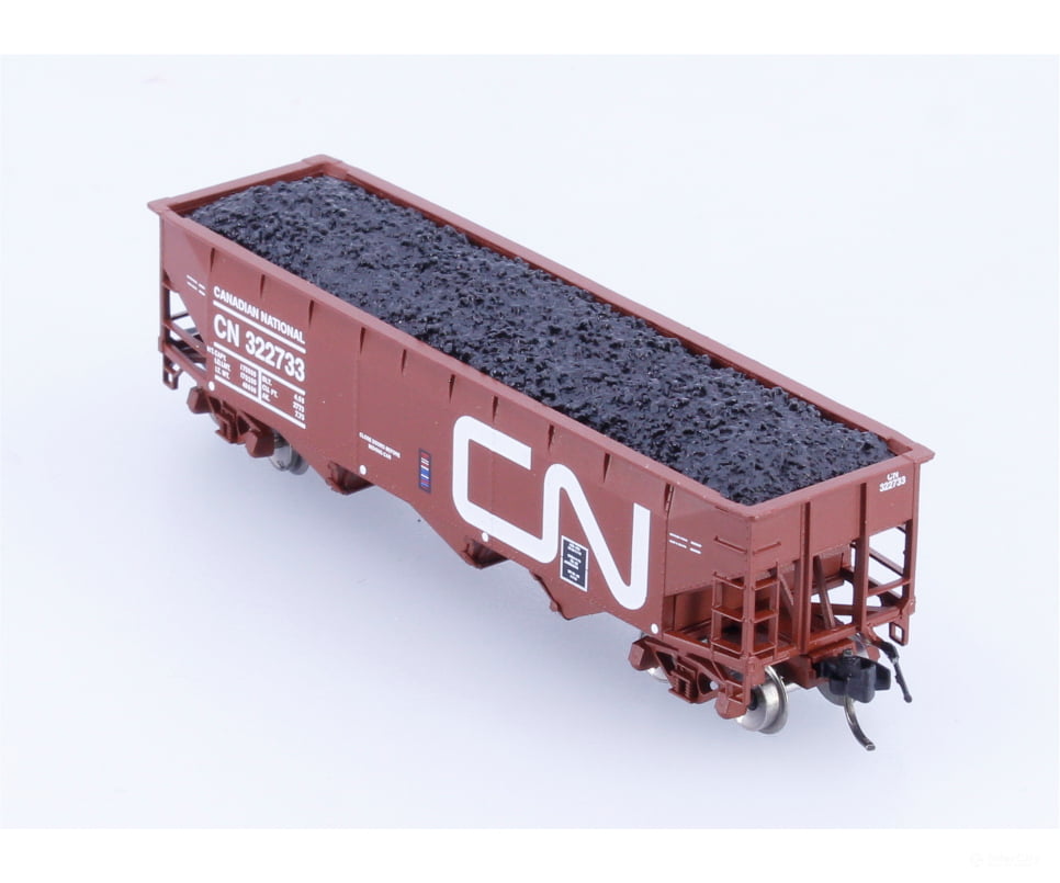 Bluford Shops 73933 N 3 Bay Offset Side Hopper w/Coal Load Canadian National (CN) 322733 - Freight Cars
