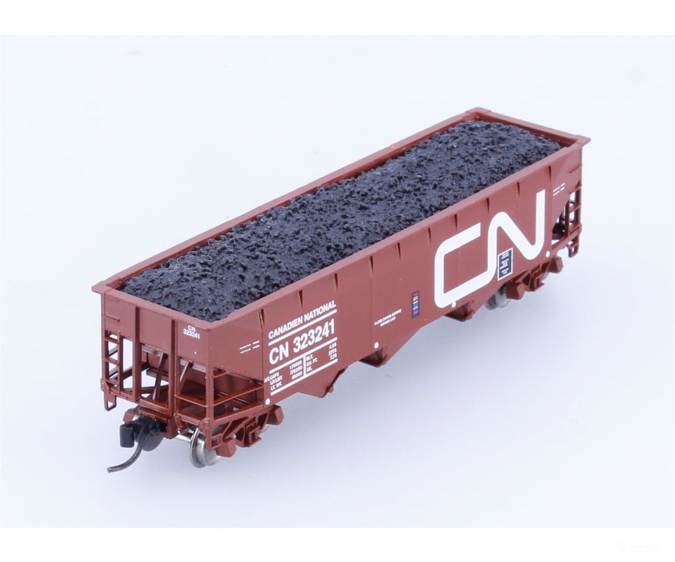 Bluford Shops 73933 N 3 Bay Offset Side Hopper w/Coal Load Canadian National (CN) 323241 - Freight Cars