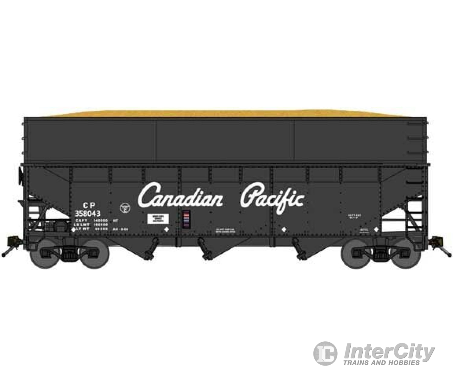 Bluford Shops N 16123 3-Pack Of Cpr (Script) Hoppers With Wood Chip Extensions Freight Cars