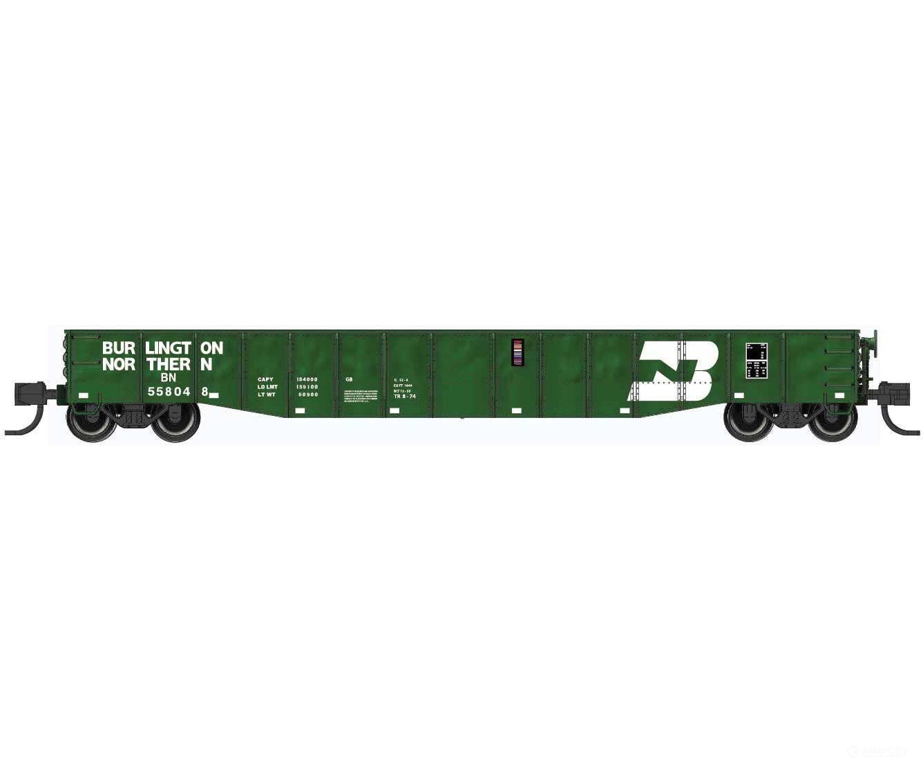 Bluford Shops N 52101 52’6’’ 15-Panel Mill Gondola - Lightly Dented Sides - Burlington Northern #558203 (Cascade Green
