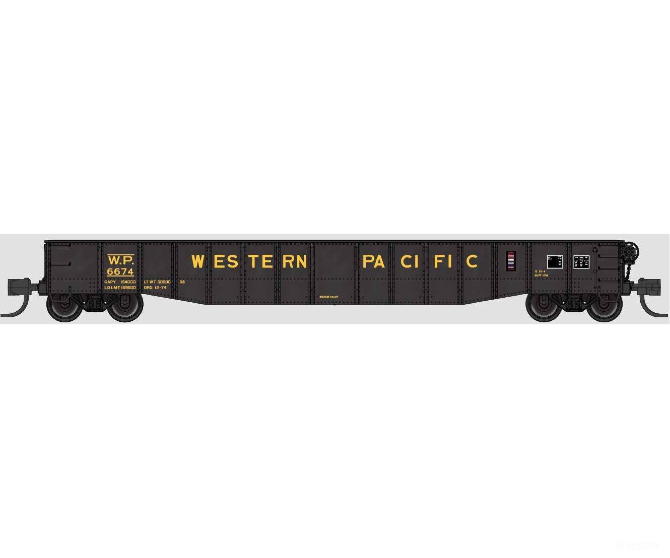 Bluford Shops N 52171 52’6’’ 15-Panel Mill Gondola - Lightly Dented Sides - Western Pacific #6738 (black yellow)