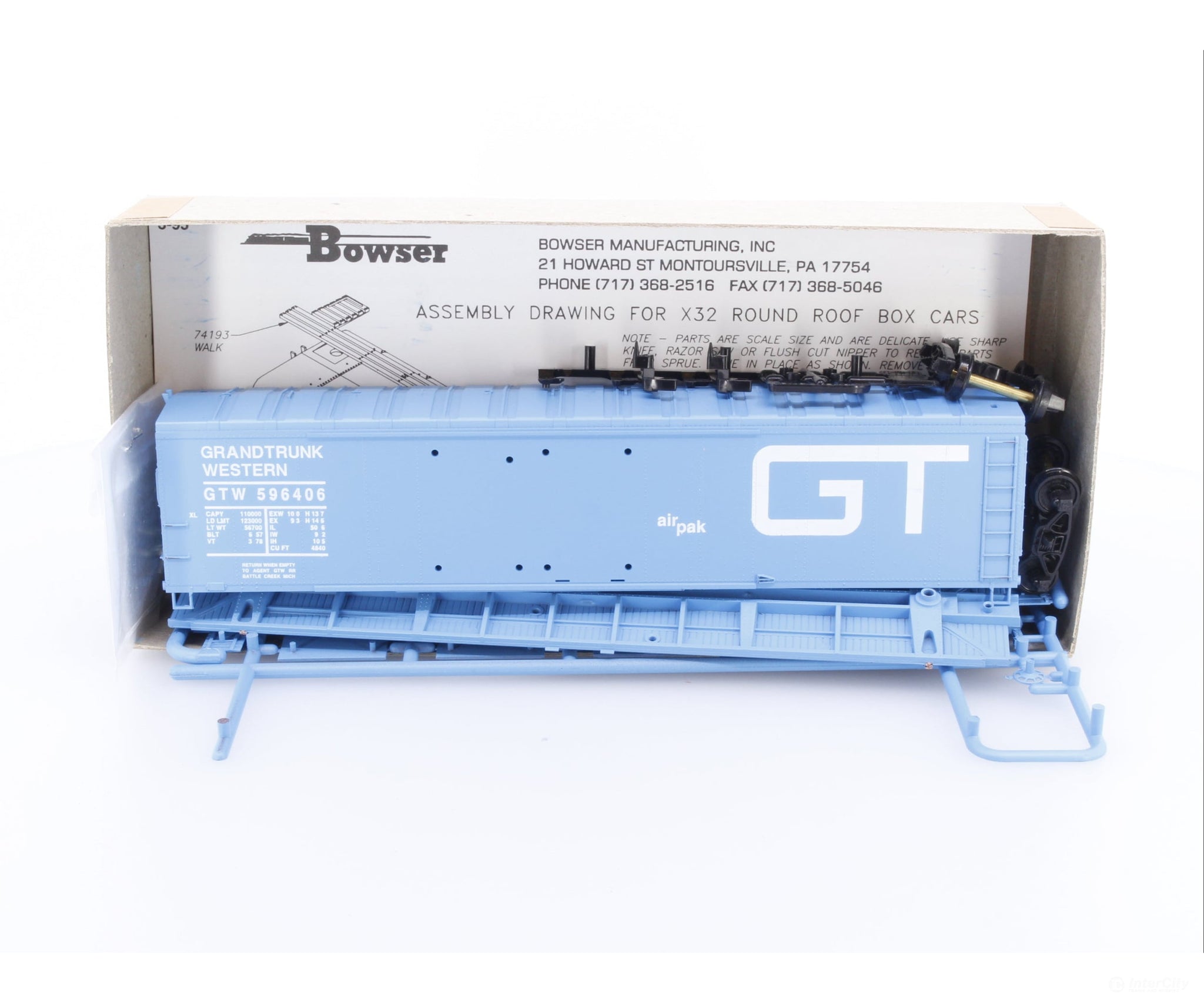 Bowser 3-1703 HO 50’ Double Door Boxcar Grand Trunk Western (GTW) 596406 Freight Cars