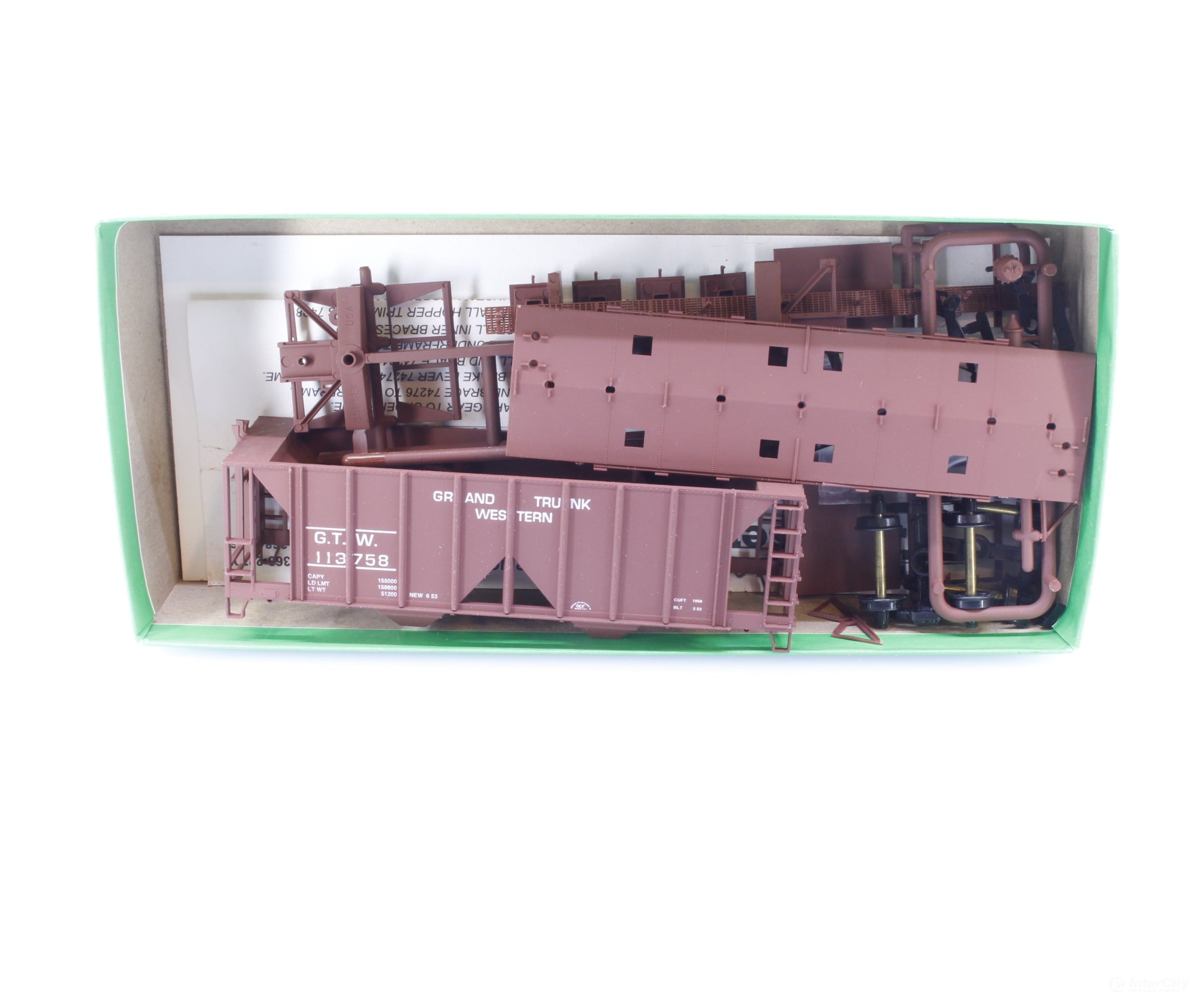 Bowser 55635 HO ACF 70 Ton 2 Bay Covered Hopper Kit Grand Trunk Western (GTW) 113758 Freight Cars