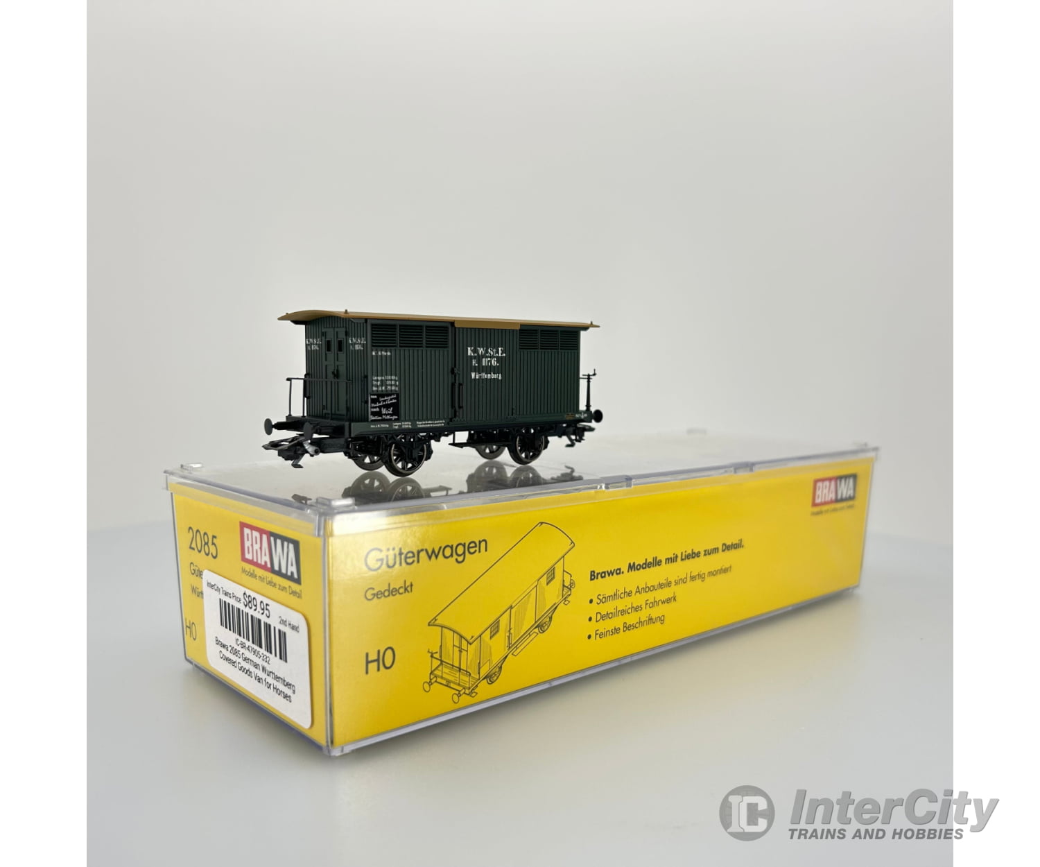 Brawa 2085 German Wurttemberg Covered Goods Van For Horses European Freight Cars