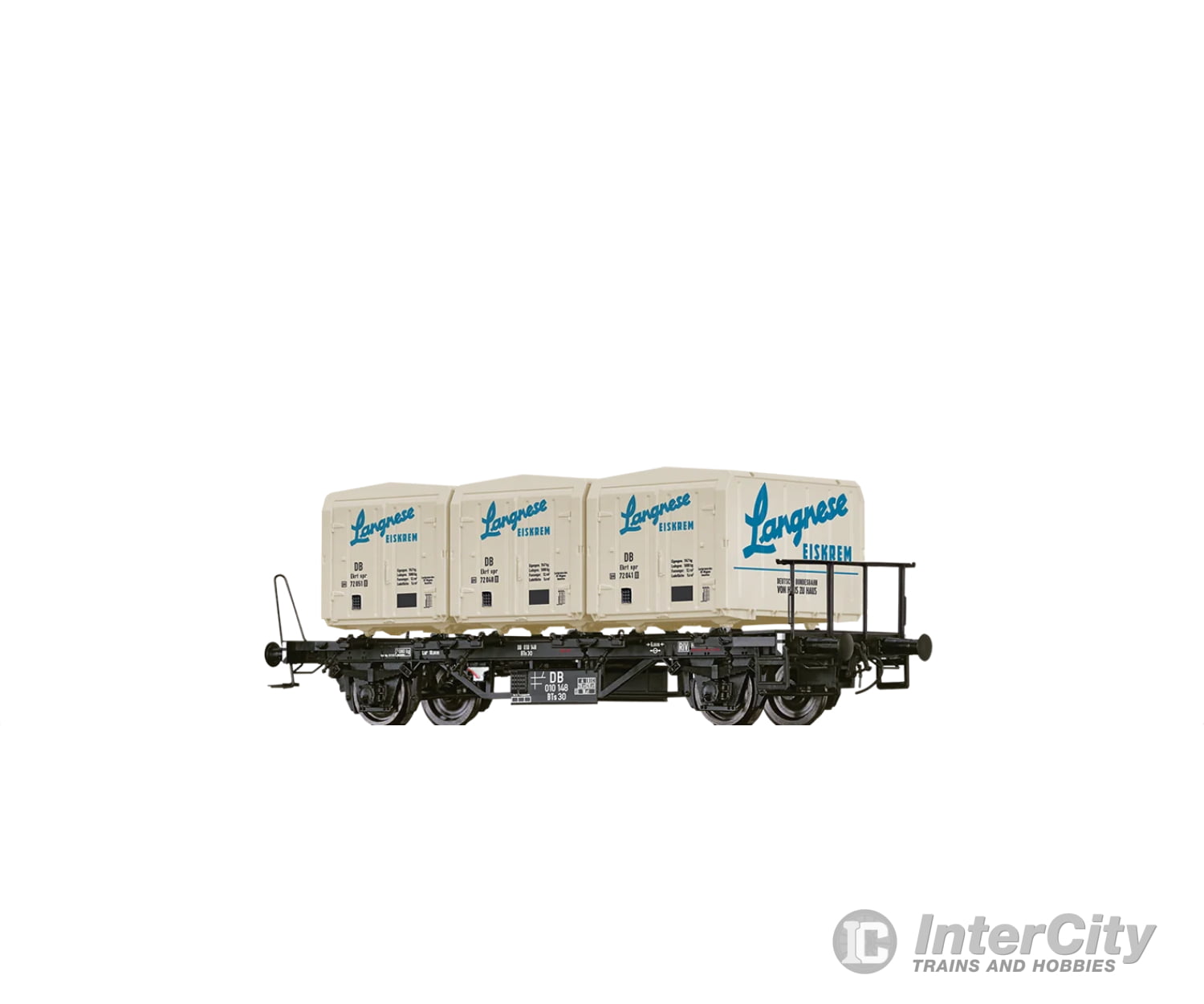 Brawa 50918 Ho Container Car Bts30 Db With Ekrt212 ’Langnese Eiskrem’ European Freight Cars