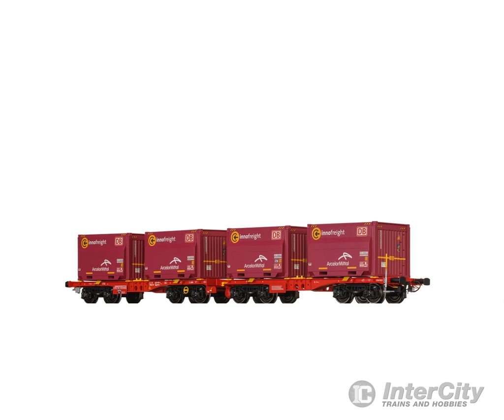 Brawa 50932 Ho Flat Car Sggmmrrs ’Arcelormittal’ Db Ag European Freight Cars