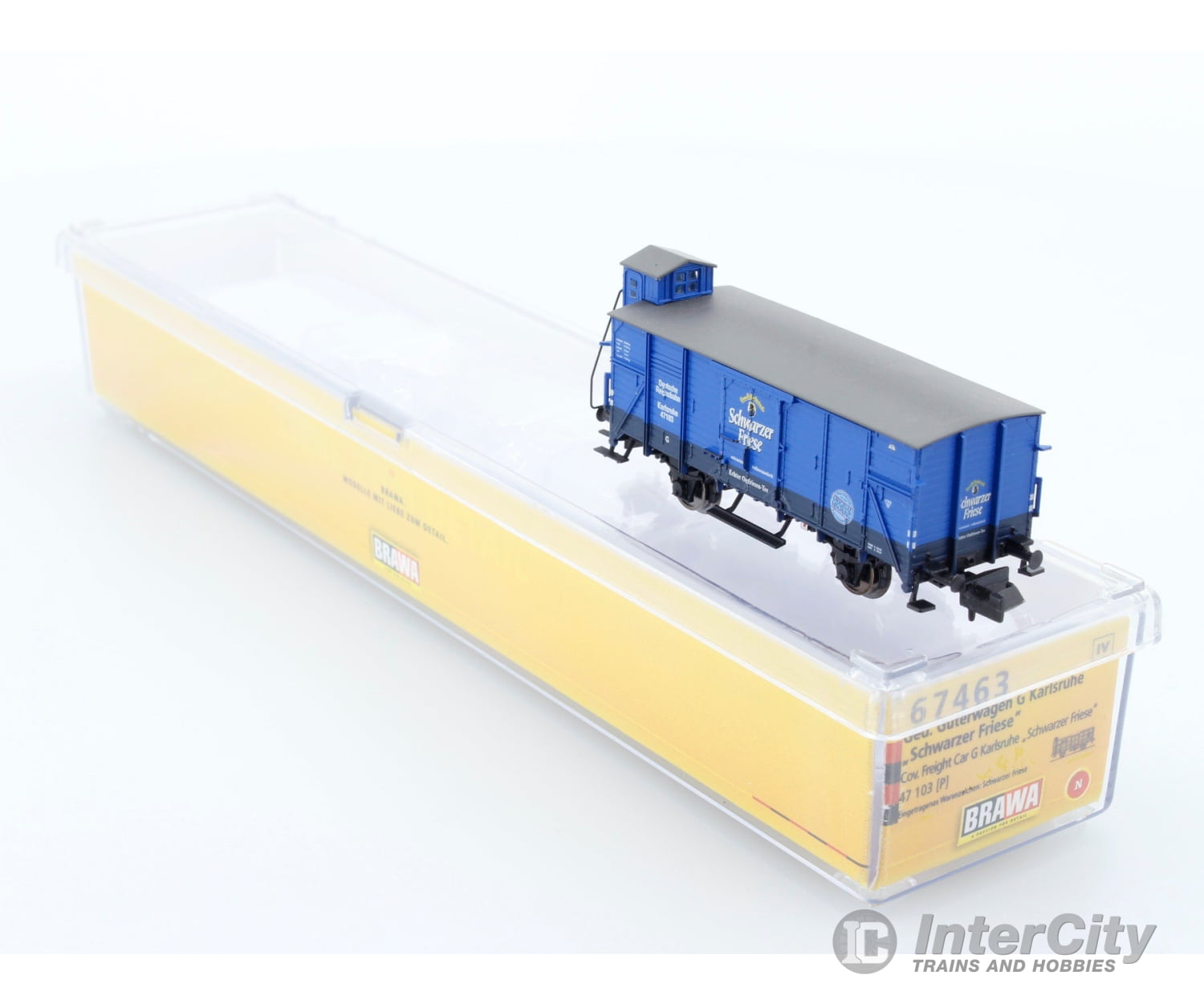 Brawa 67463 N Drg Covered Wagon W. Brake Cab ’Schwarzer Friese’ European Freight Cars