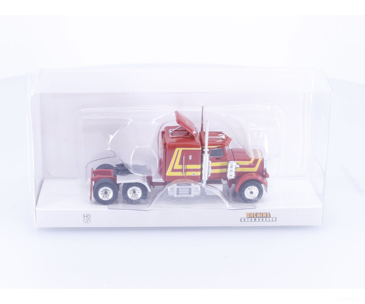 Brekina 85709 HO Peterbilt 359 Red/Yellow - Cars & Trucks