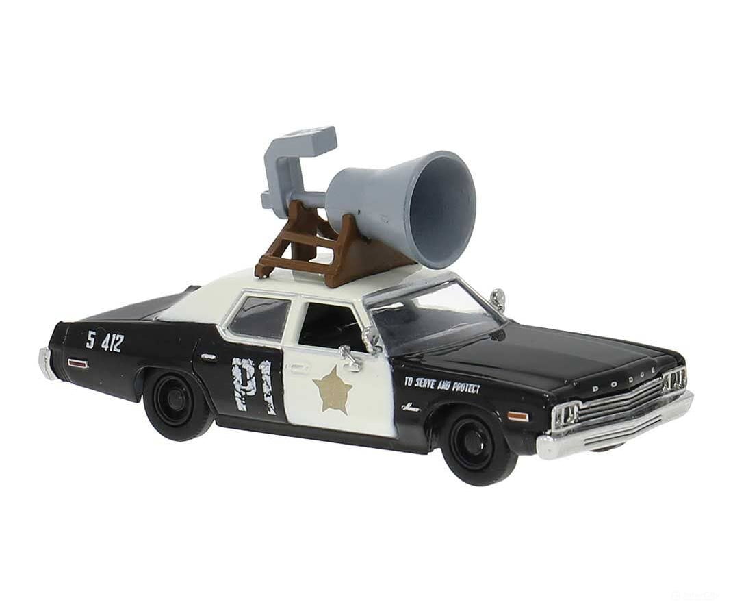 Brekina HO 18154 1970s Dodge Monaco - Assembled - Police w/Rooftop Speaker (black white) - Cars & Trucks