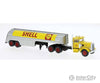 Brekina HO 85762 1955 Peterbilt 281 Semi Tractor with Tank Trailer - Assembled - Shell (yellow silver red) Cars & Trucks