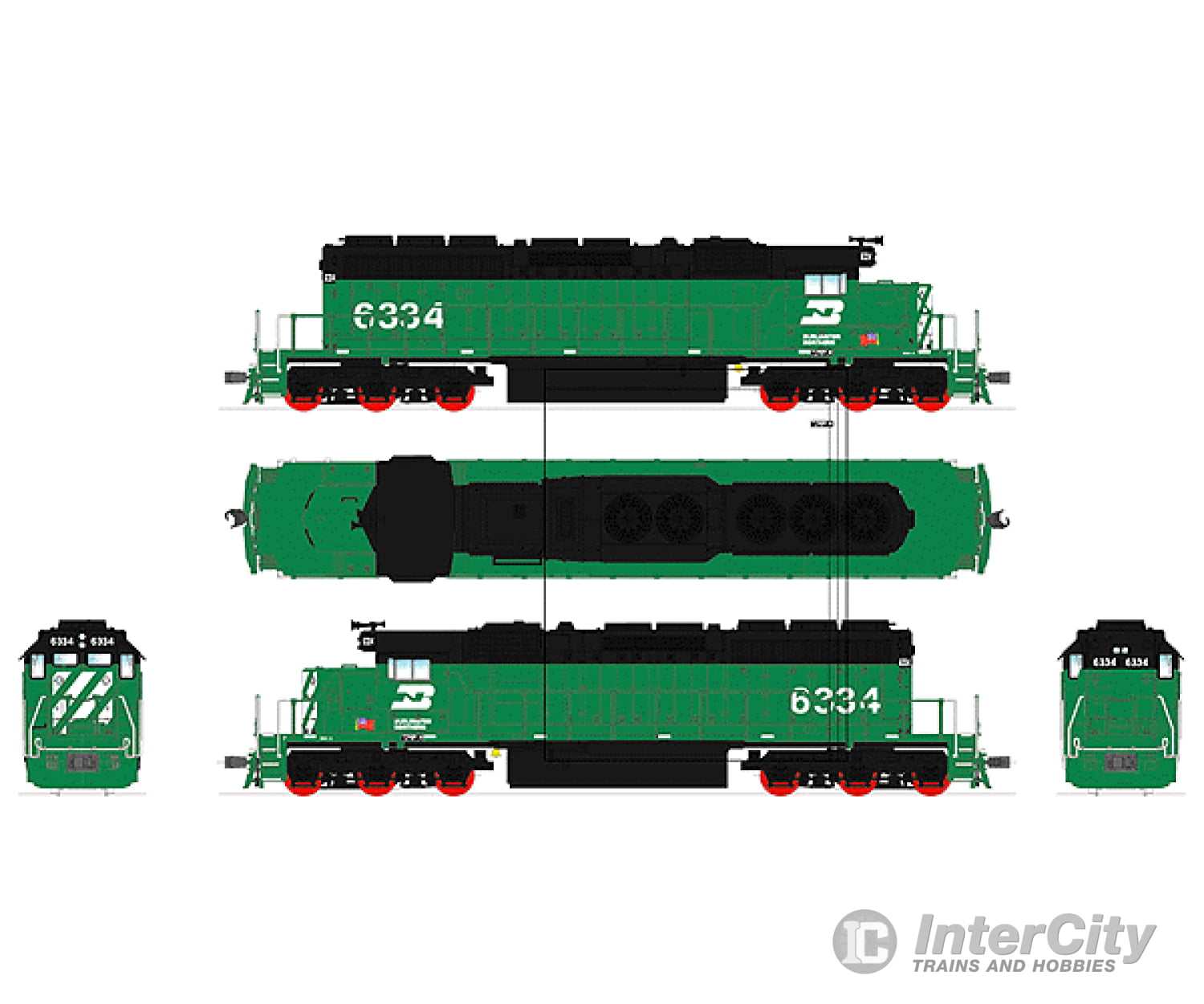 Broadway Limited 702 Ho Bn Burlington Northern Sd40-2 #6334 - F/P + Dcc Sound Locomotives & Railcars