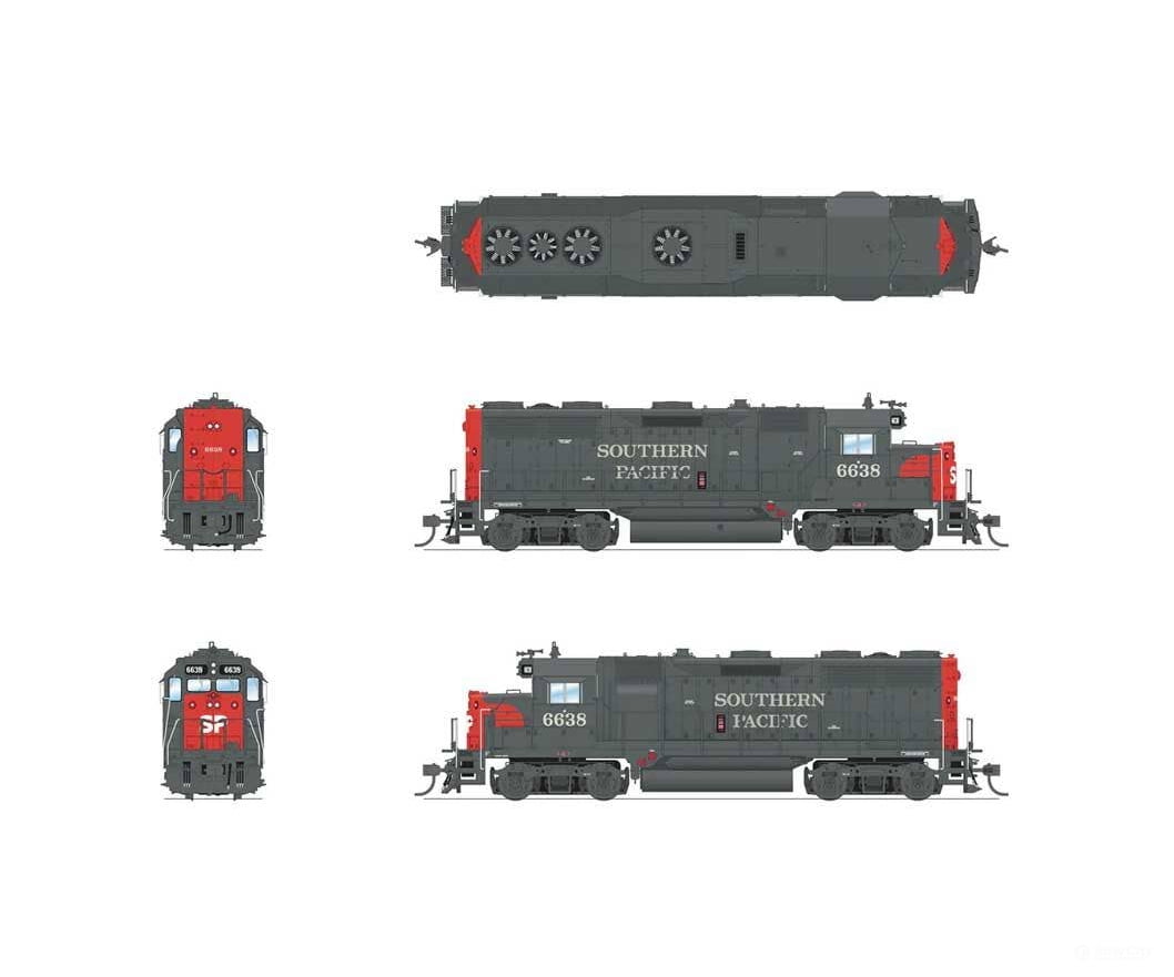 Broadway Limited Imports HO 8934 EMD GP35 Low Nose - Sound and DCC - Paragon4(TM) - Southern Pacific #6652 (gray red SP