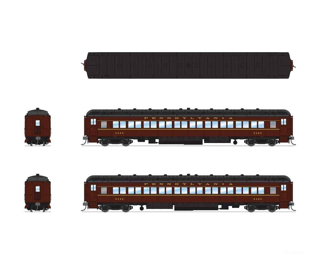 Broadway Limited Imports HO 8965 PRR 5-Car Set - PB70 Combine 3 P70Coach Z74D Business Observation Set - RTR