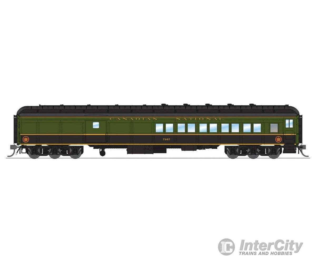 Broadway Limited Imports HO 9117 Heavyweight Coach-Baggage-Combine - Canadian National #7185 (1950s Scheme green black