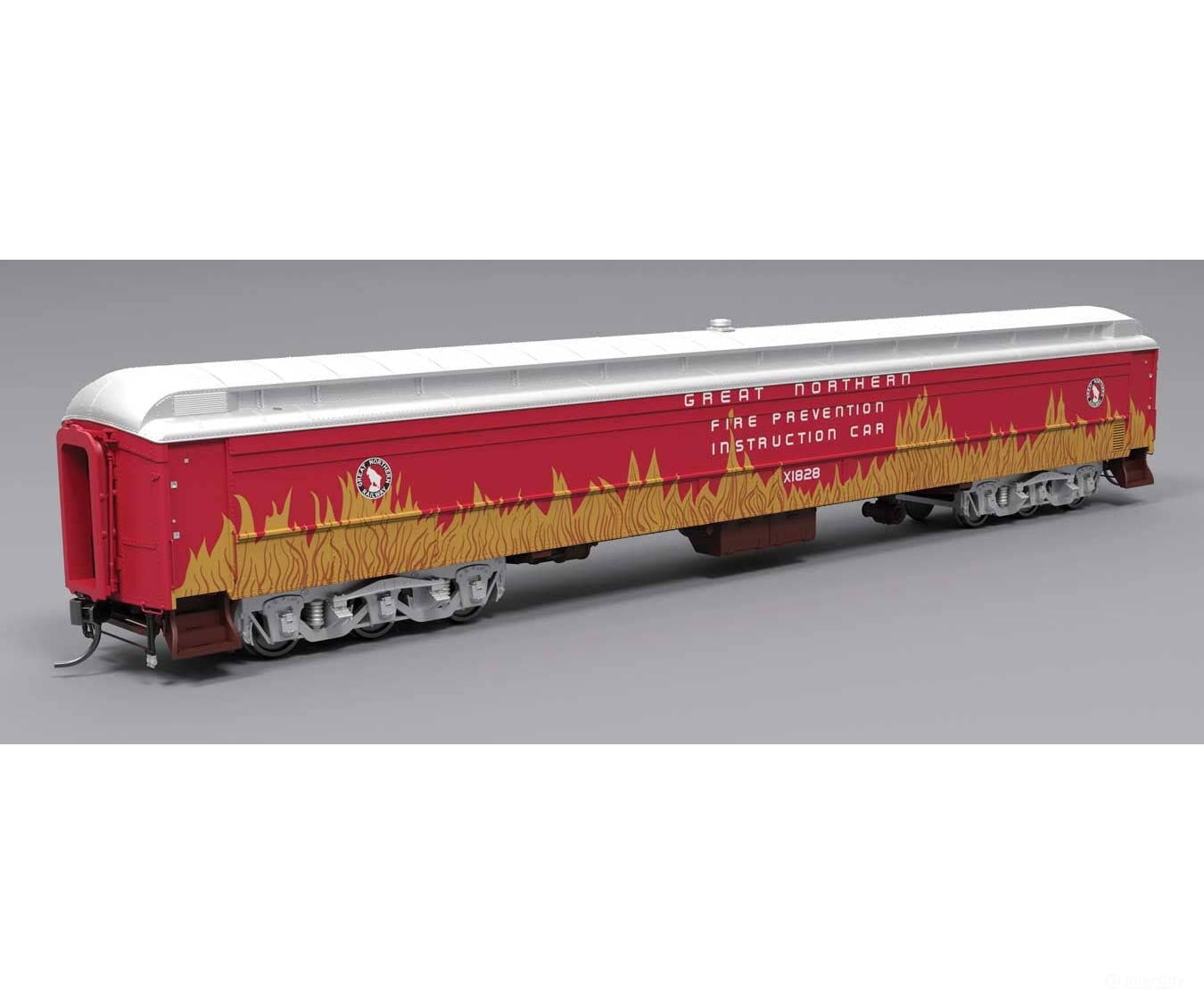 Broadway Limited Imports HO 9933 Heavyweight Railroad Instruction - Exhibit Car - Great Northern #X1828 (Fire