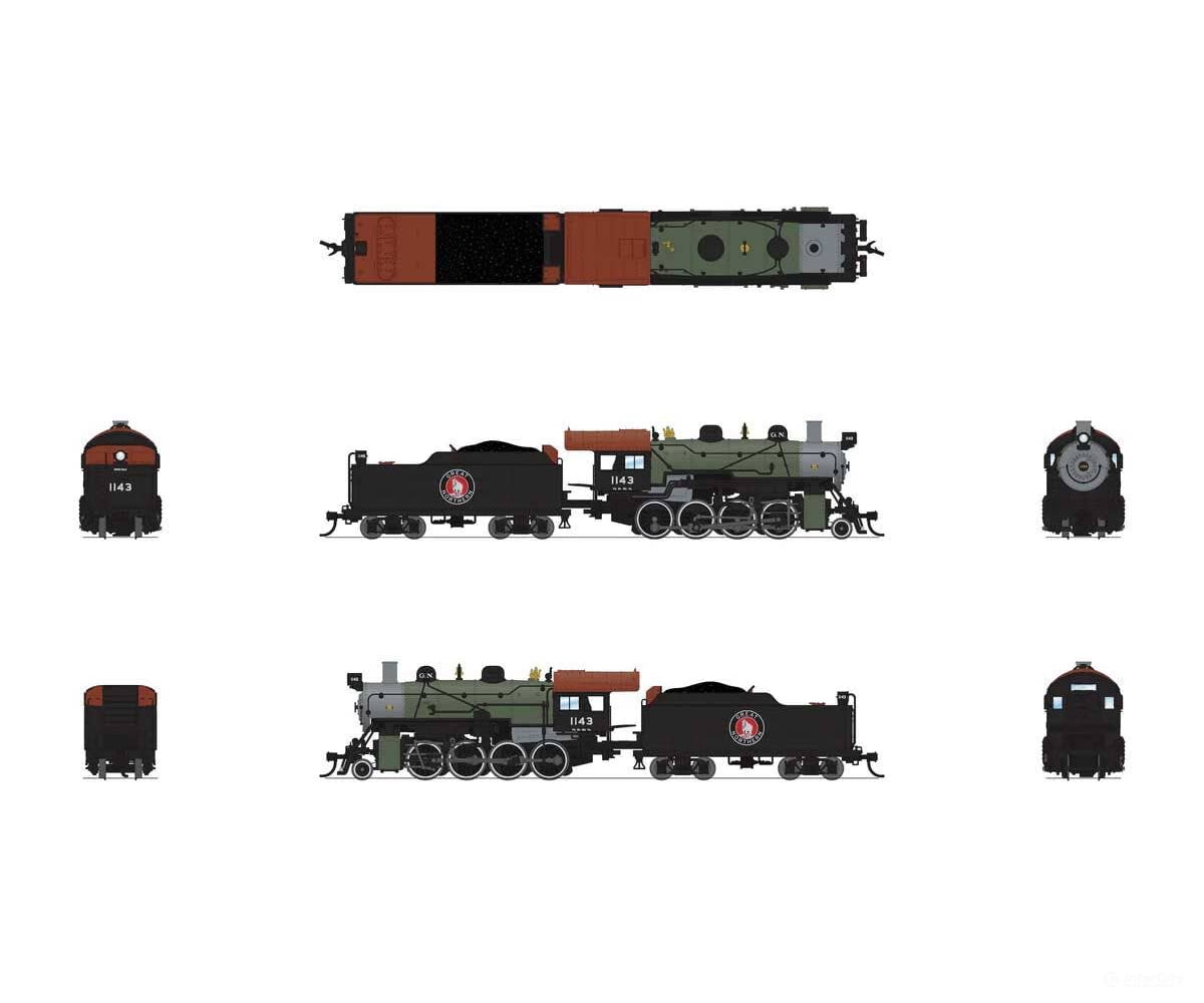 Broadway Limited Imports N 8382 2-8-0 Consolidation - Sound Smoke and DCC Paragon4(TM) - Great Northern #1143 (green