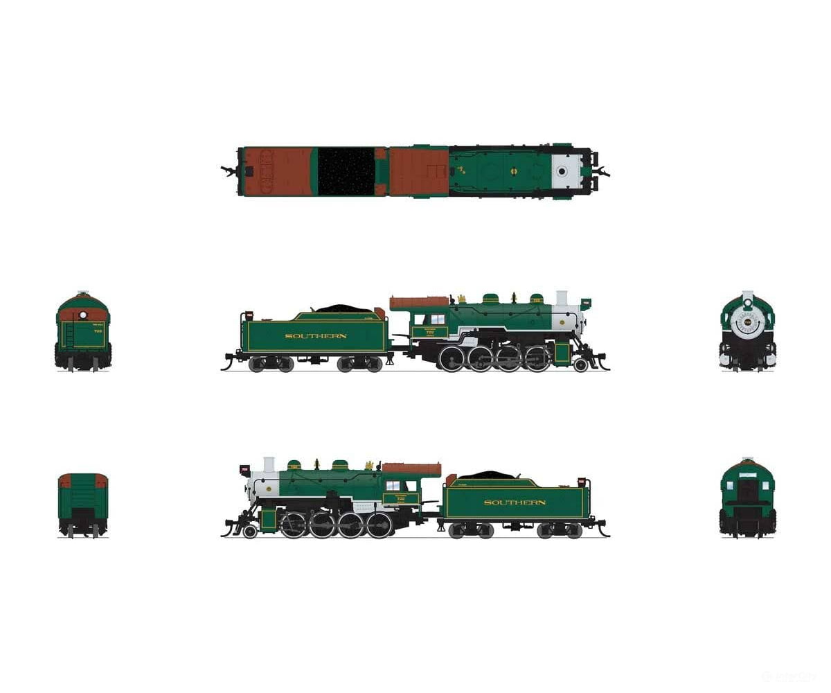Broadway Limited Imports N 8403 2-8-0 Consolidation - Standard DC - Stealth - Southern Railway #722 (green silver