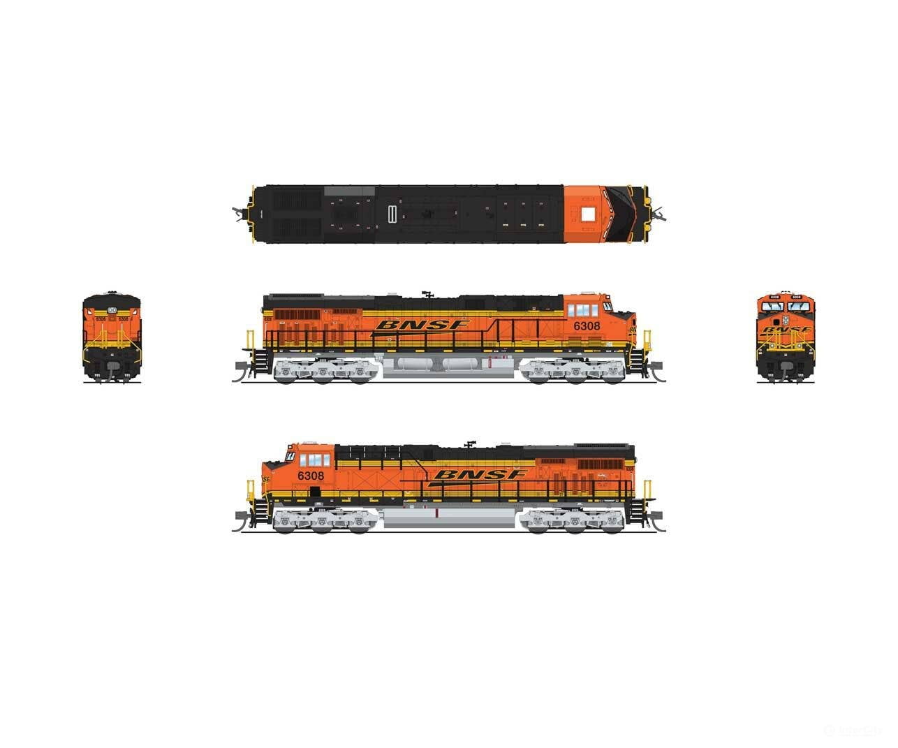 Broadway Limited Imports N 8610 Ge Es44Ac - Sound & Dcc Paragon4(Tm) Bnsf Railway #6308 (H3 Orange