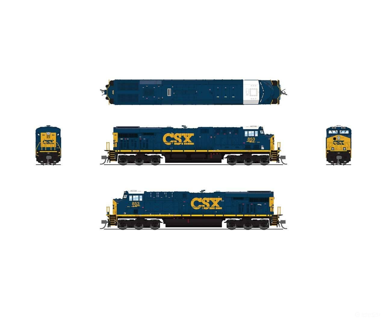 Broadway Limited Imports N 8617 Ge Es44Ac - Sound & Dcc Paragon4(Tm) Csx #853 (Yn3 Blue Yellow)