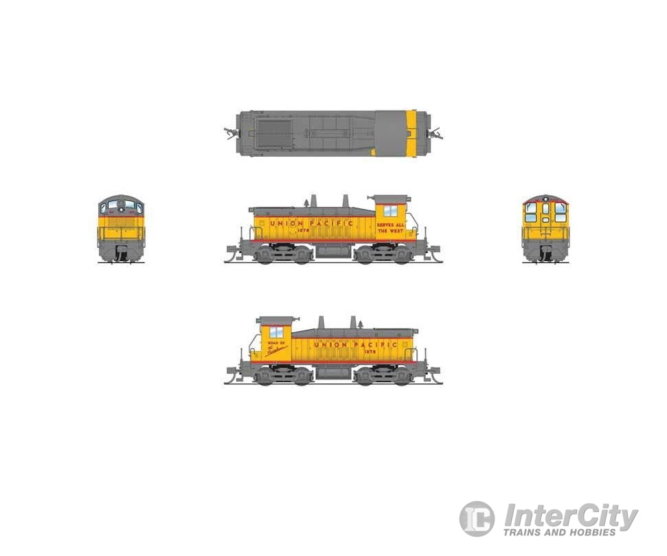 Broadway Limited Imports N 9314 EMD NW2 - Sound and DCC - Paragon4(TM) - Union Pacific #1078 (Armour Yellow gray red