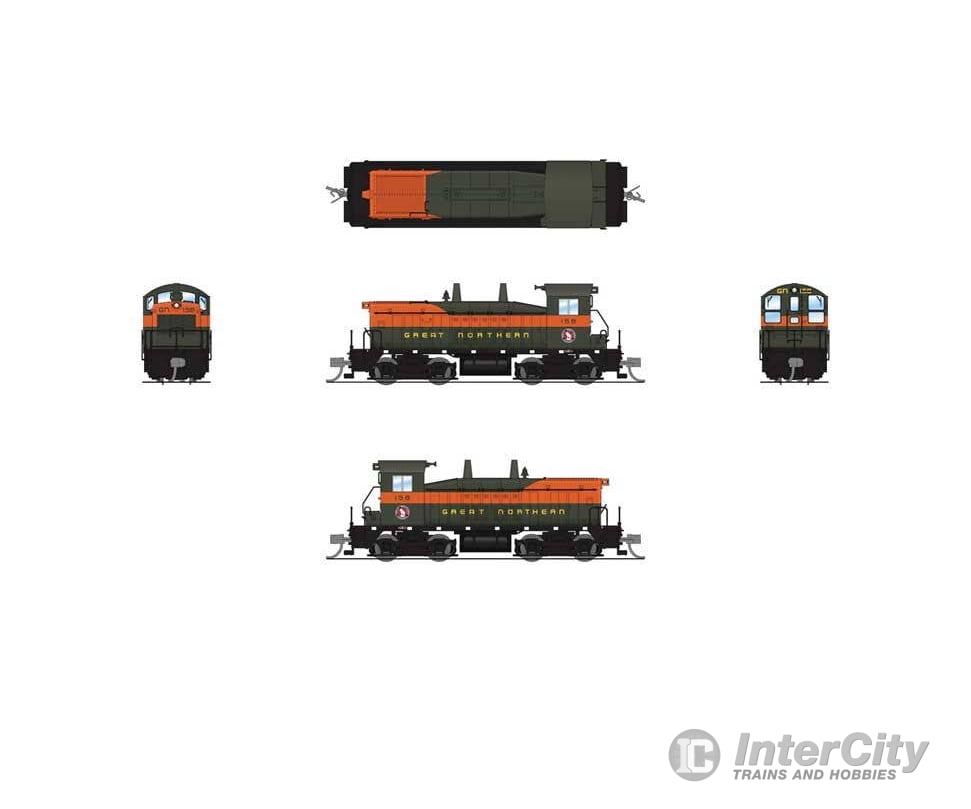 Broadway Limited Imports N 9322 EMD NW2 - Standard DC - Stealth - Great Northern #158 (Simplified Omaha Orange green)