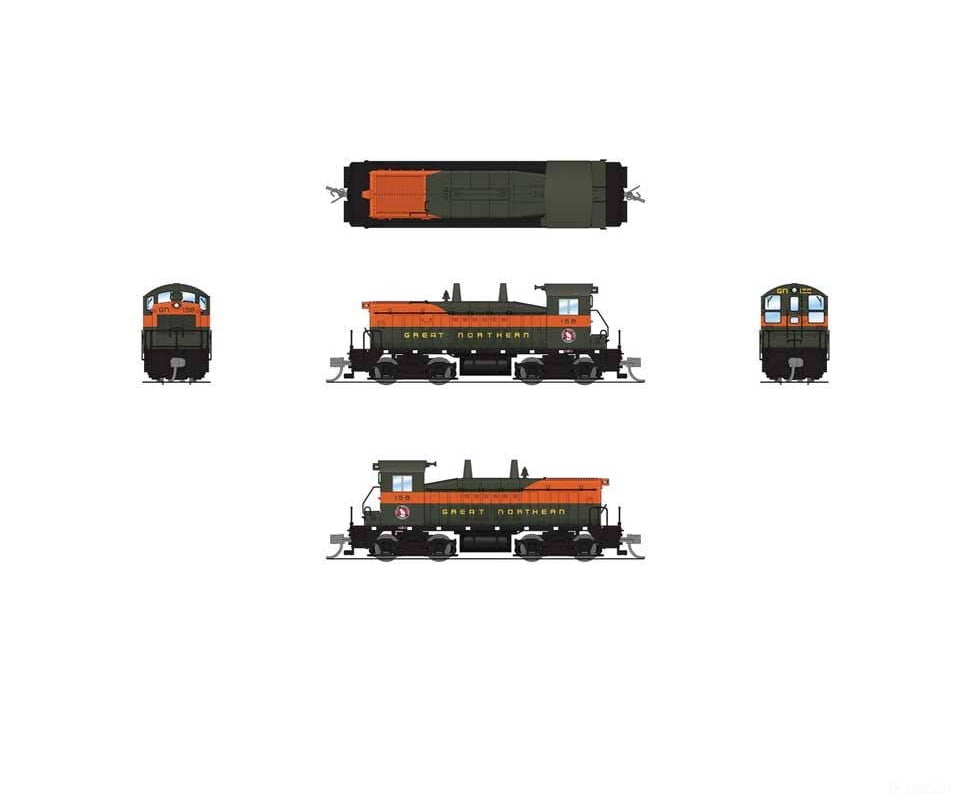 Broadway Limited Imports N 9323 EMD NW2 - Standard DC - Stealth - Great Northern #159 (Simplified Omaha Orange green)