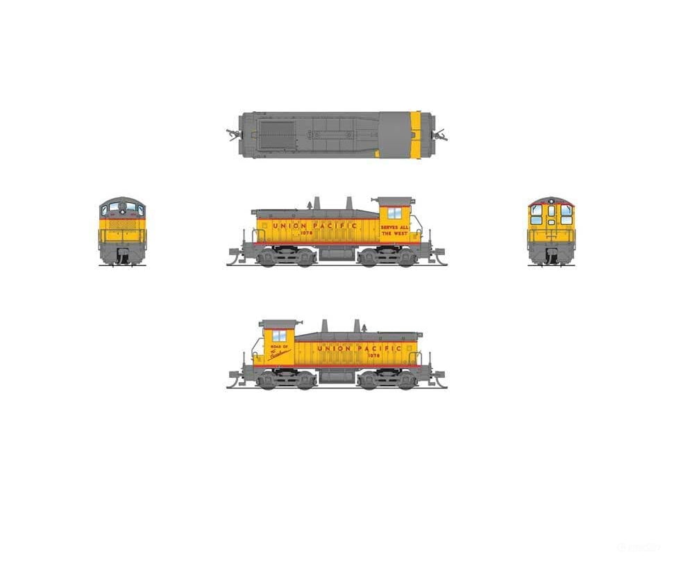 Broadway Limited Imports N 9335 EMD NW2 - Standard DC - Stealth - Union Pacific #1090 (Armour Yellow gray red