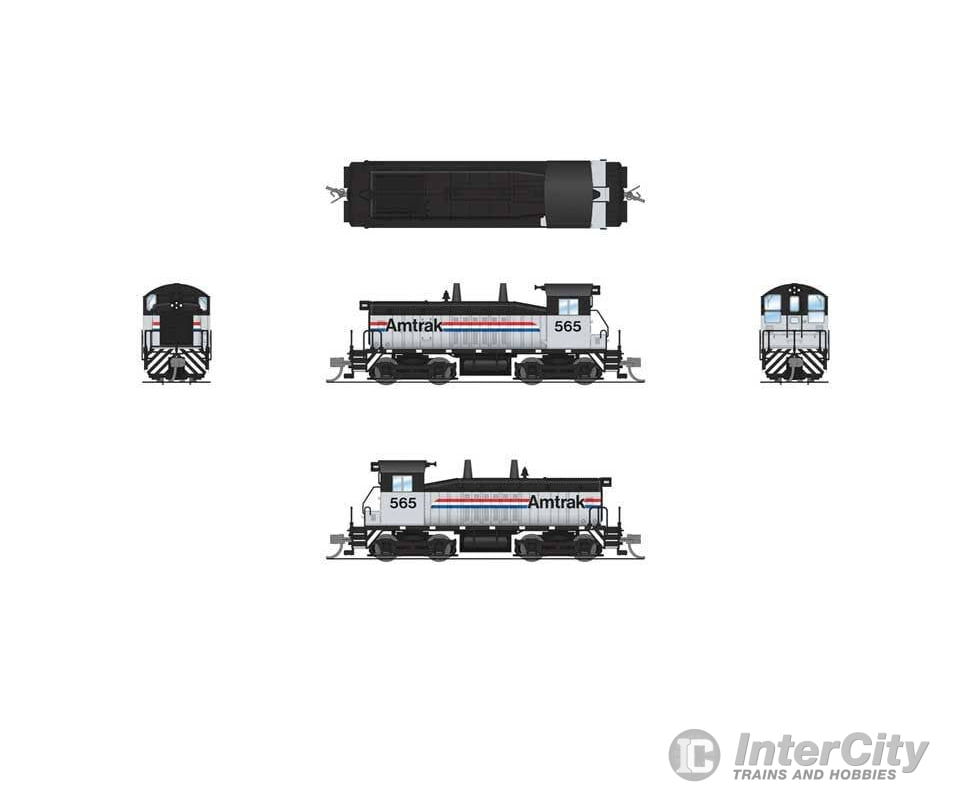 Broadway Limited Imports N 9340 EMD SW7 - Sound and DCC - Paragon4(TM) - Amtrak #565 (Phase III silver black red white