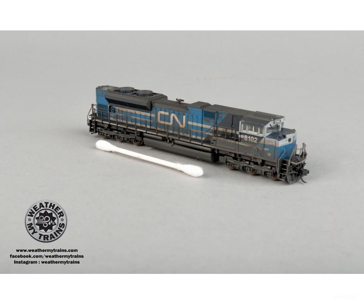 Broadway Limited Imports N 9965 EMD SD70ACe - DCC Ready- Stealth - Canadian National #8102 - Weathered by WEATHER MY
