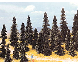 Busch A 6499 Pine Tree Assortment - 2-3/8 to 4-11/32’’ 6 to 11cm pkg(100) - Other Scenery