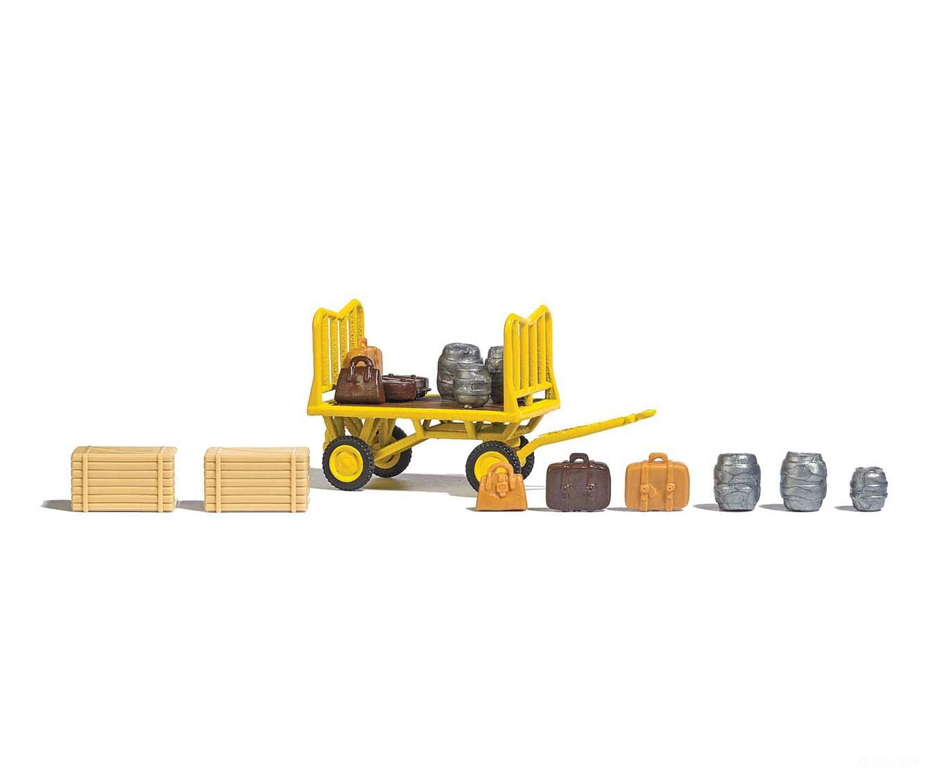 Busch Gmbh & Co Kg Ho 1646 Train Station Mail Wagon With Cargo And Luggage - Action Set Scenery