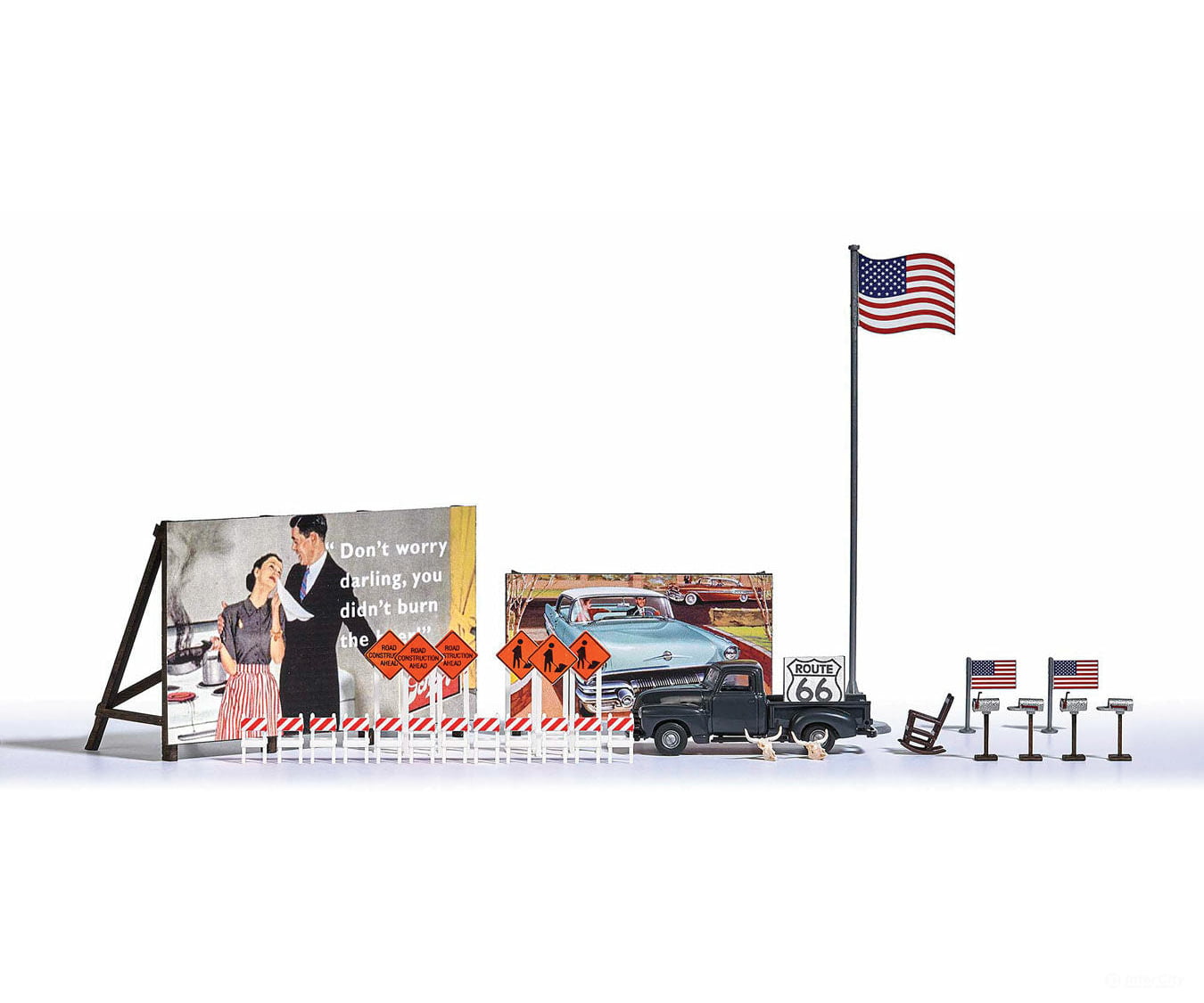 Busch Gmbh & Co Kg Ho 9720 North American-Style Street Signs Details -- Construction Barricades
