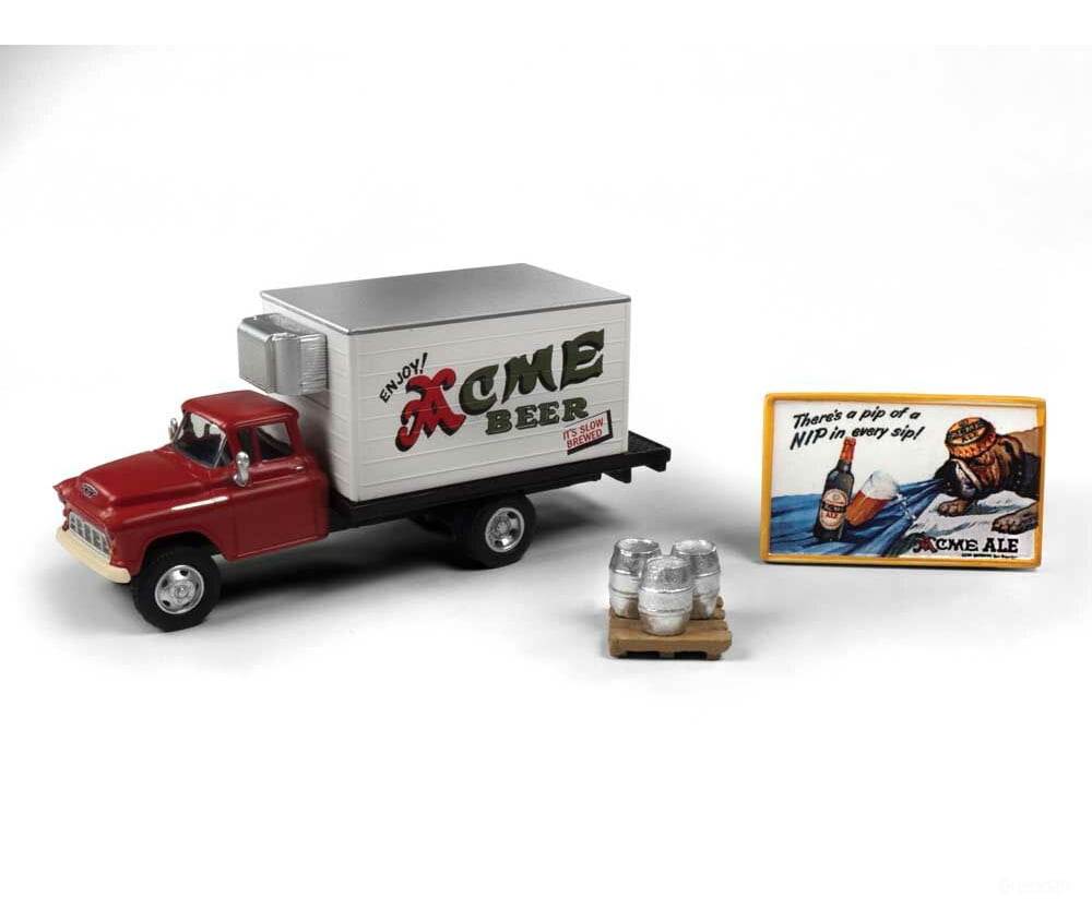 Classic Metal Works Ho 40014 1955 Chevy Beer Truck With Kegs Skid And Sign - Assembled -- Acme Cars