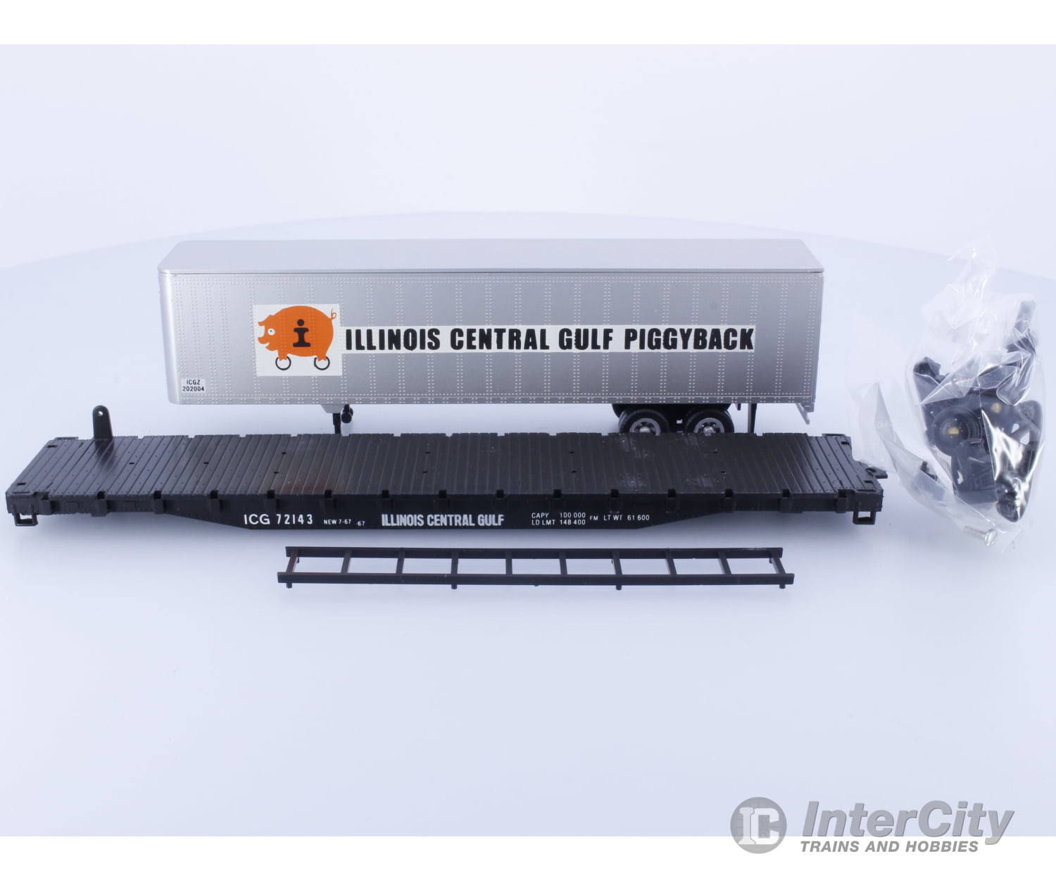 Con Cor 0001-009173 Ho 54Ft Tofc Kit 45 Ft Icg Trailer Illinois Central (Ic) 72143 Freight Cars