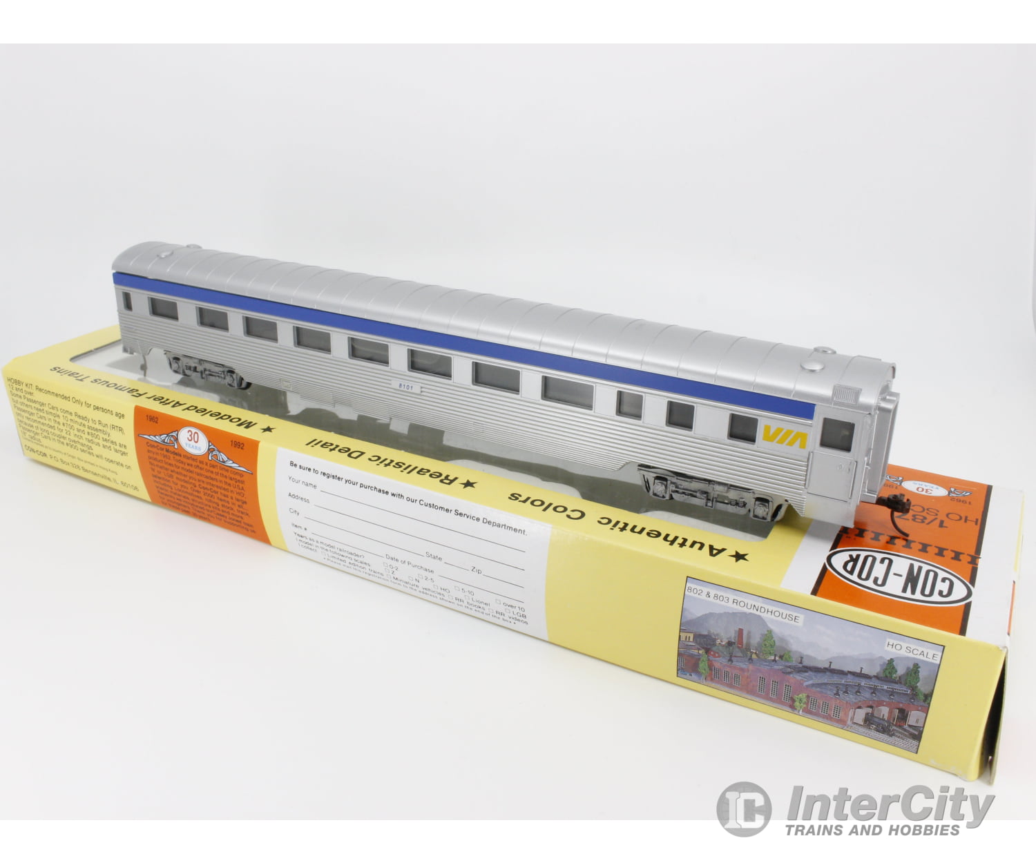 Con Cor 0001-070111 Ho 85’ Coach Corrugated Sides Passenger Car Via Rail (Via) 8101 Cars