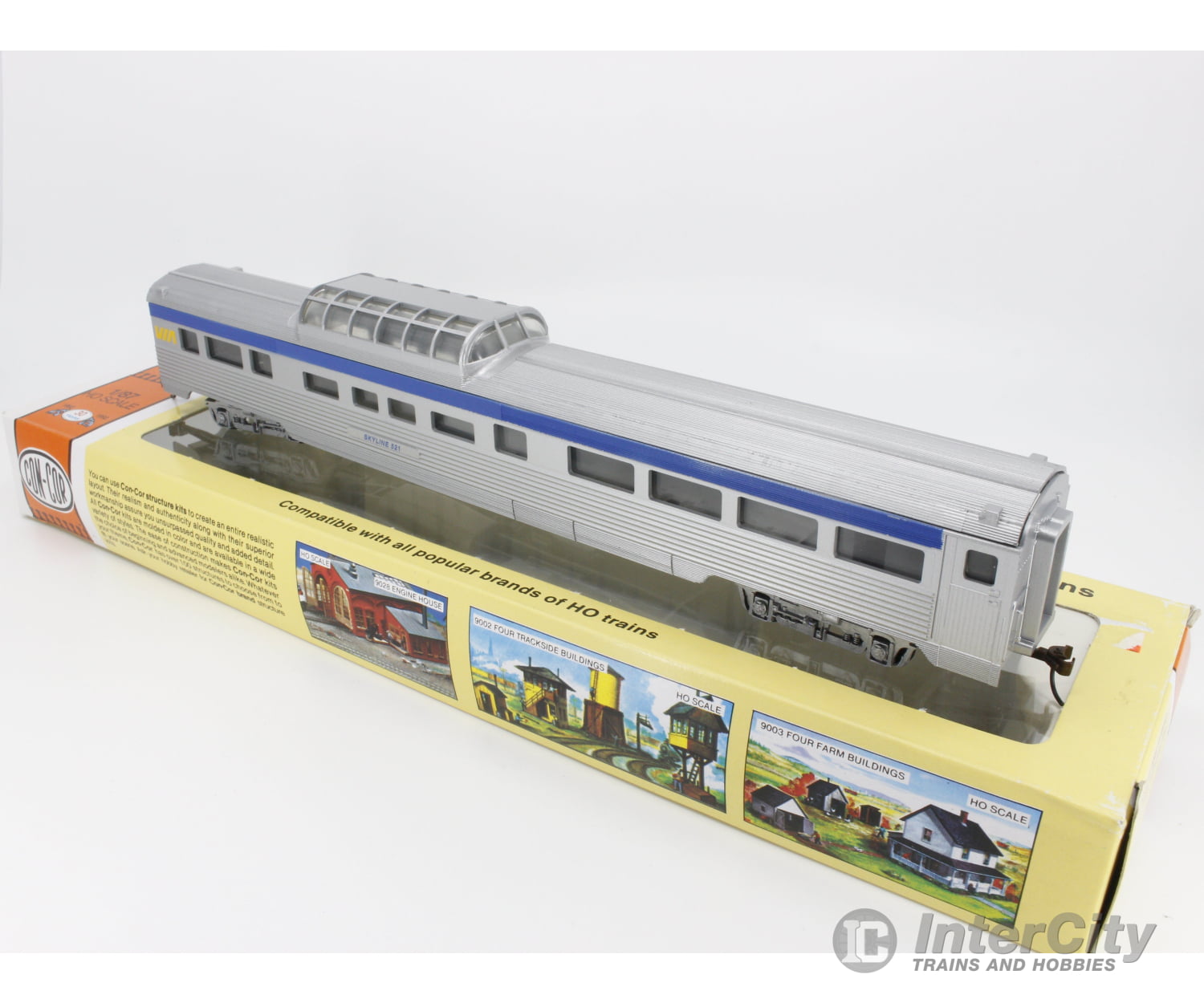 Con Cor 0001-078111 Ho 85’ Budd Dome R.t.r. Corrugated Sides Passenger Car Via Rail (Via) 521 Cars