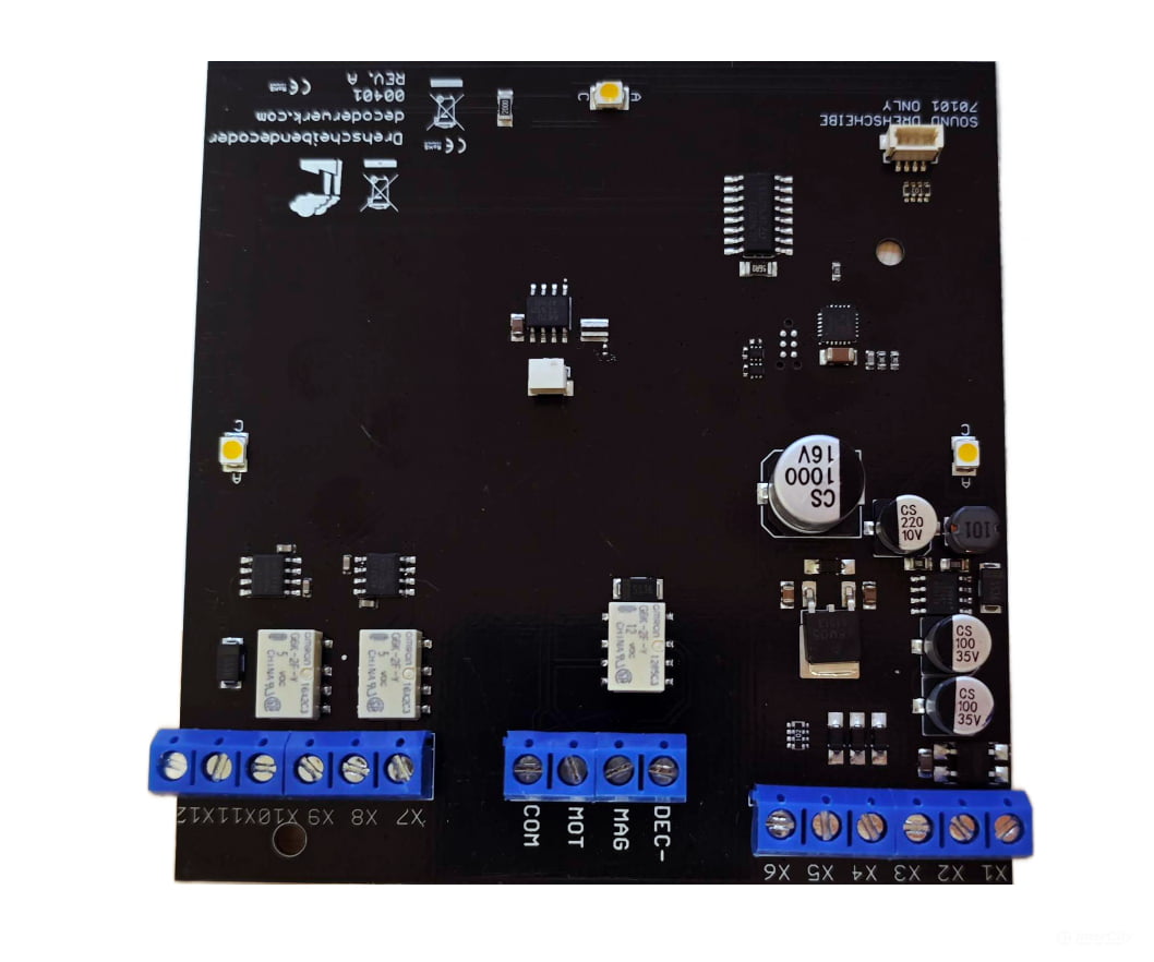 Decoderwerk 00401 Turntable decoder for 2-rail and 3-rail systems with frog polarity relay; universal individual track