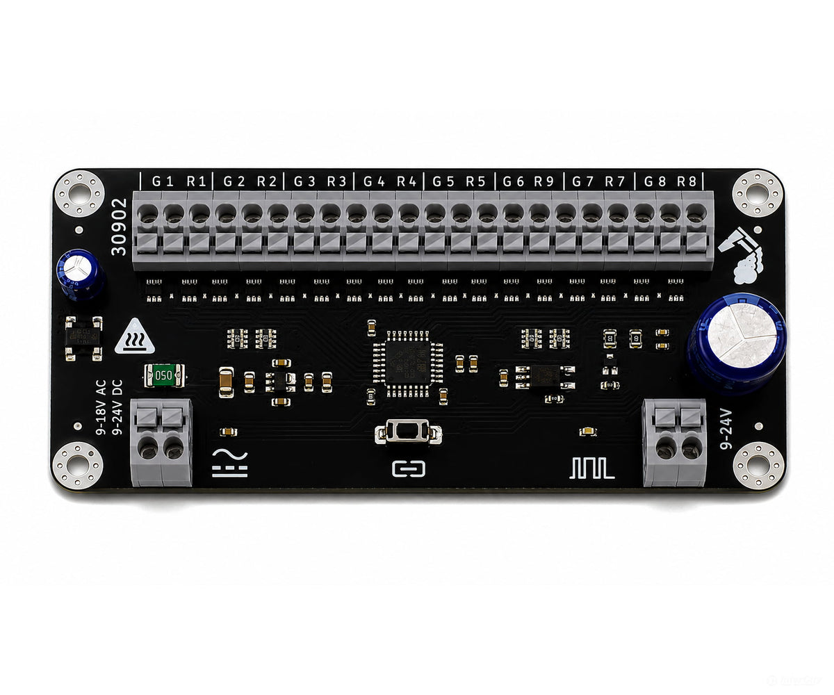 Decoderwerk 30902 8-channel decoder for controlling 8 solenoid-operated turnouts using AC power (DCC + Motorola)
