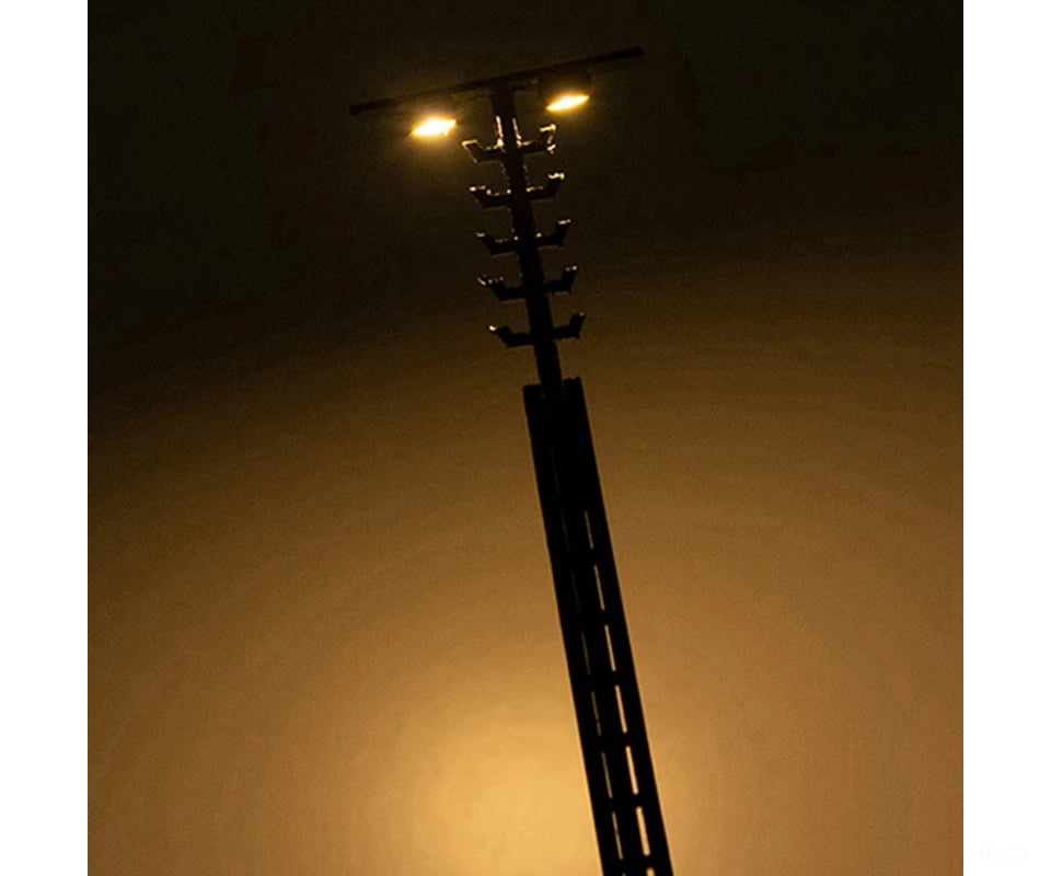 Decoderwerk A007 5x Green twin-light narrow lattice-mast lamp warm white suitable for H0 scale - Lighting & Electronics