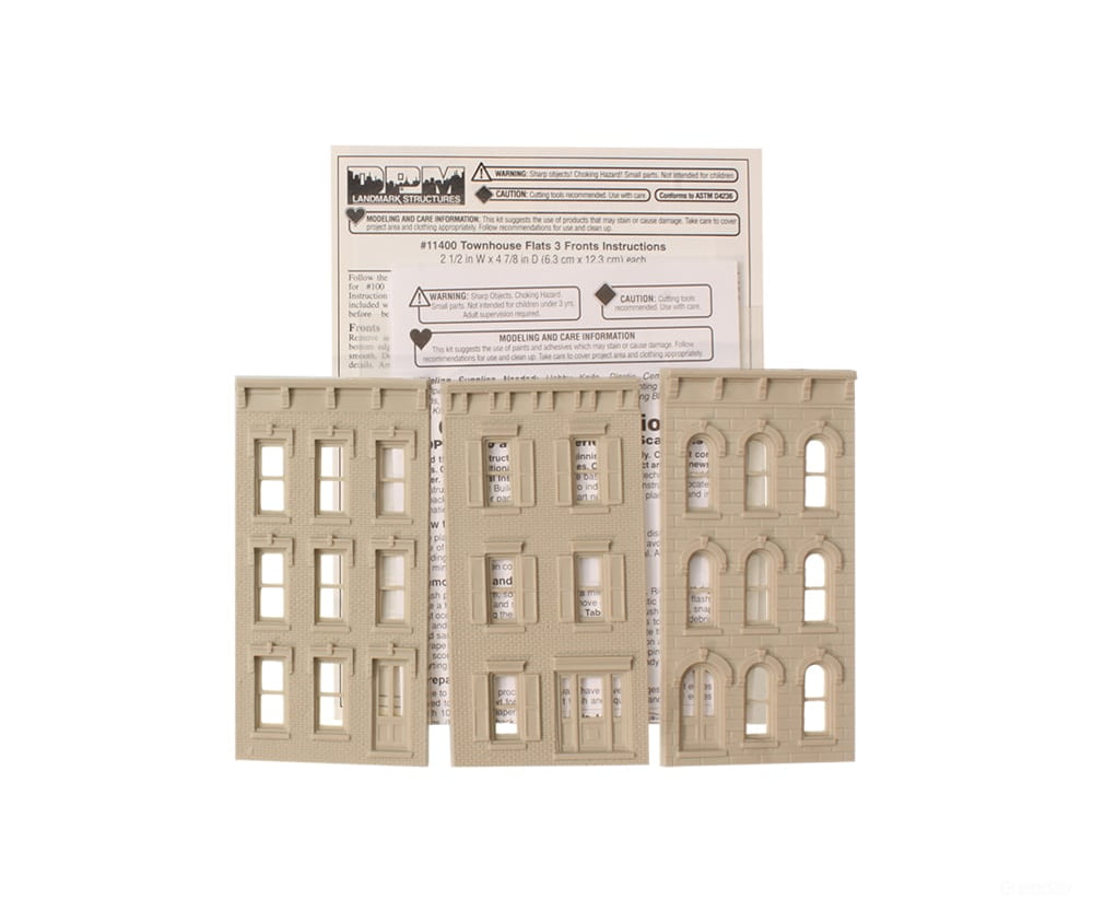 Design Preservation Models 11400 Townhouse Flats 3 Fronts - Ho Scale Structures