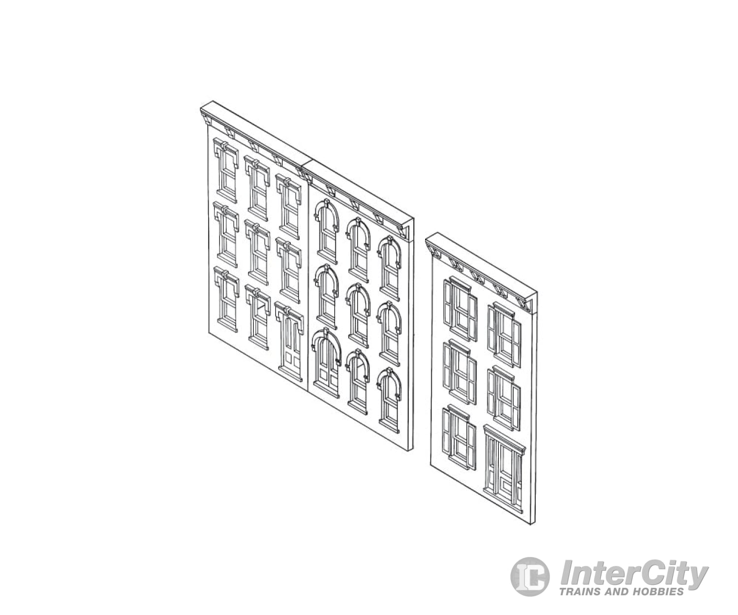 Design Preservation Models 11400 Townhouse Flats 3 Fronts - Ho Scale Structures