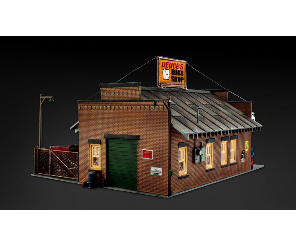 Design Preservation Models 5846 Deuces’s Bike Shop (Lit) O Scale Structures