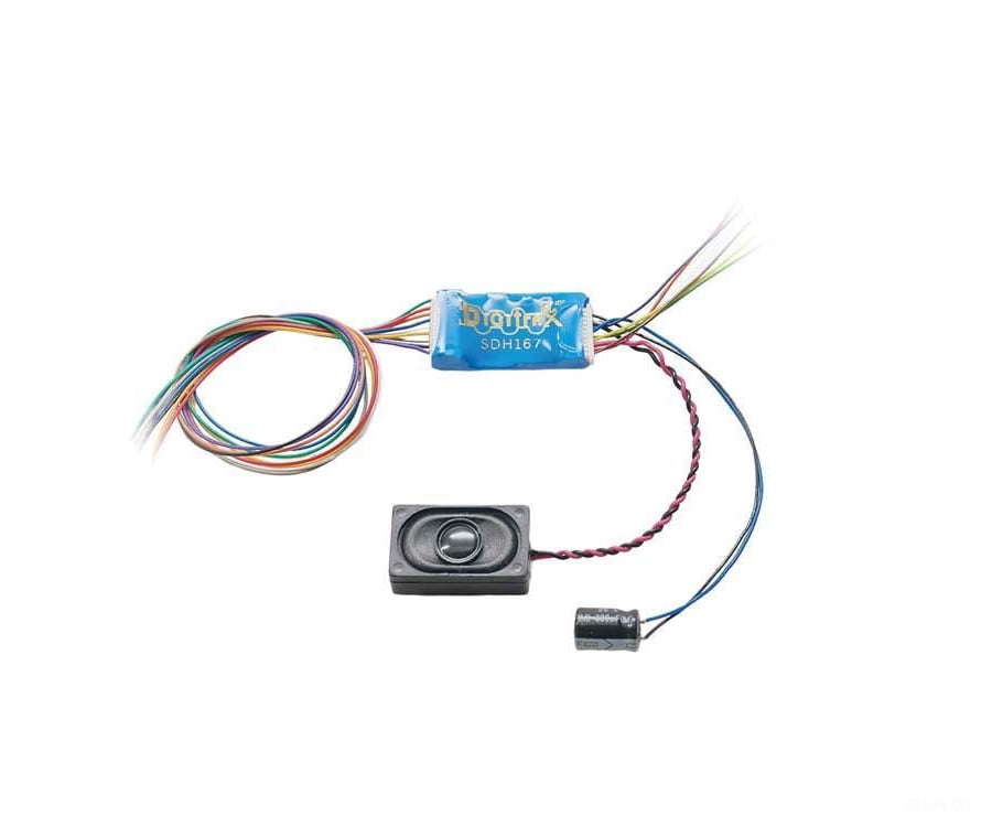 Digitrax SDH167D SDH167D Series 7 Sound Decoder for HO and Larger Scales -- 2 Sound Schemes, 9-Pin Harness, 1.0A, 6 Functions, 16 x 26 x 9mm Speaker - Default Title (IC-245-SDH167D)