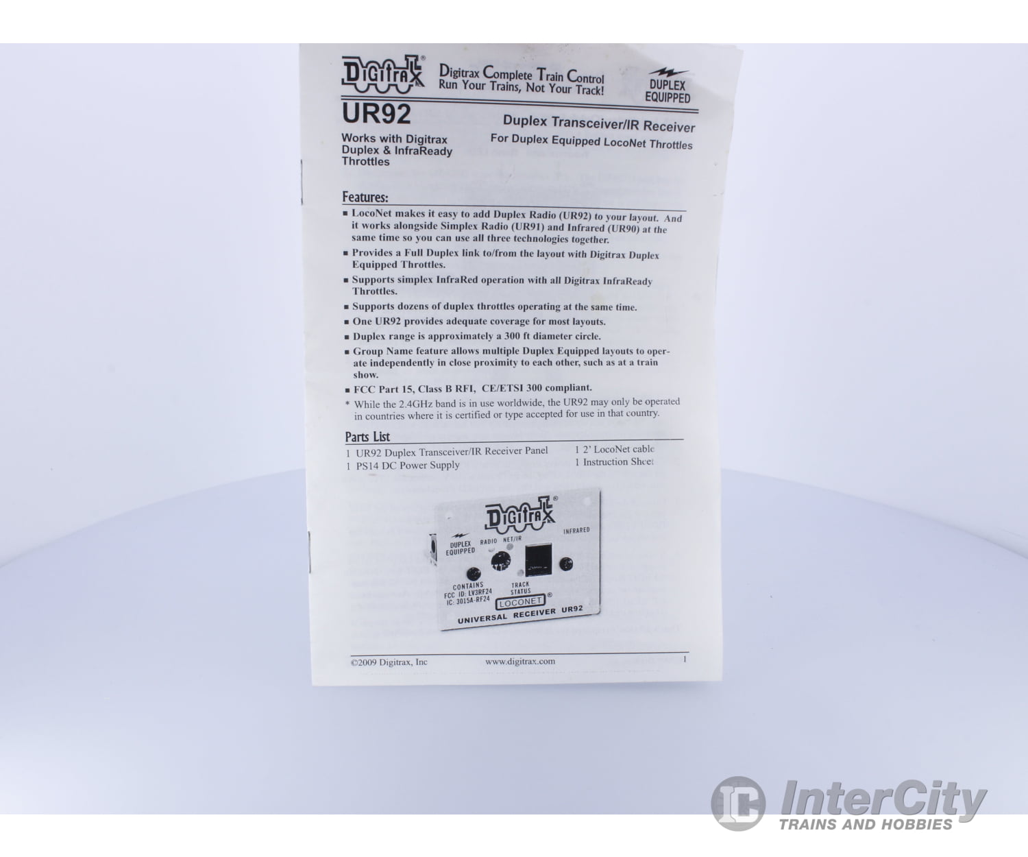 Digitrax 307-Ur92-0000 Ur92 Duplex Radio Transceiver/Ir Receiver Panel Command Stations & Expansion