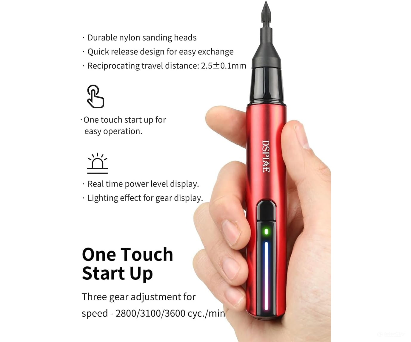 Dspiae ES-A Electric Reciprocating Sander Pen with 8 heads - Tools