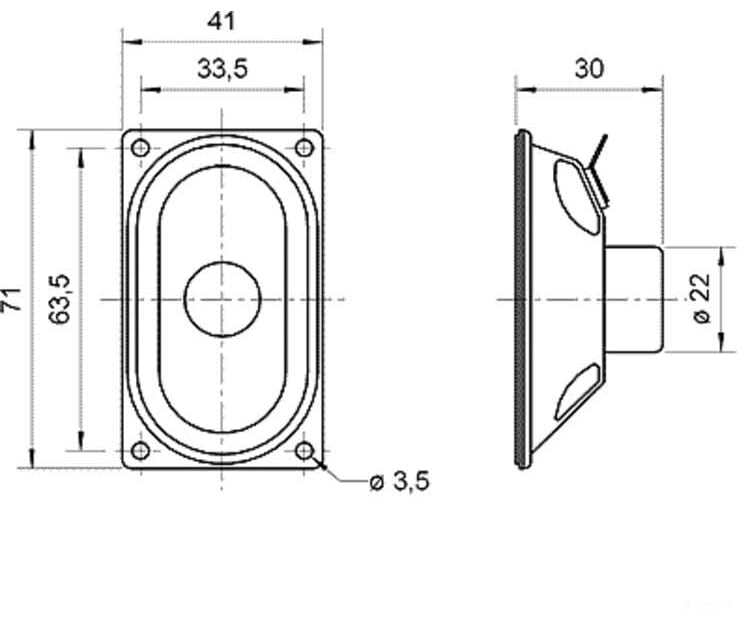 ESU 50336 Loudspeaker Visaton SC 4.7 ND, 41mm x 71mm, square, 8 Ohm for LokSound XL - Default Title (IC-ESU-50336)
