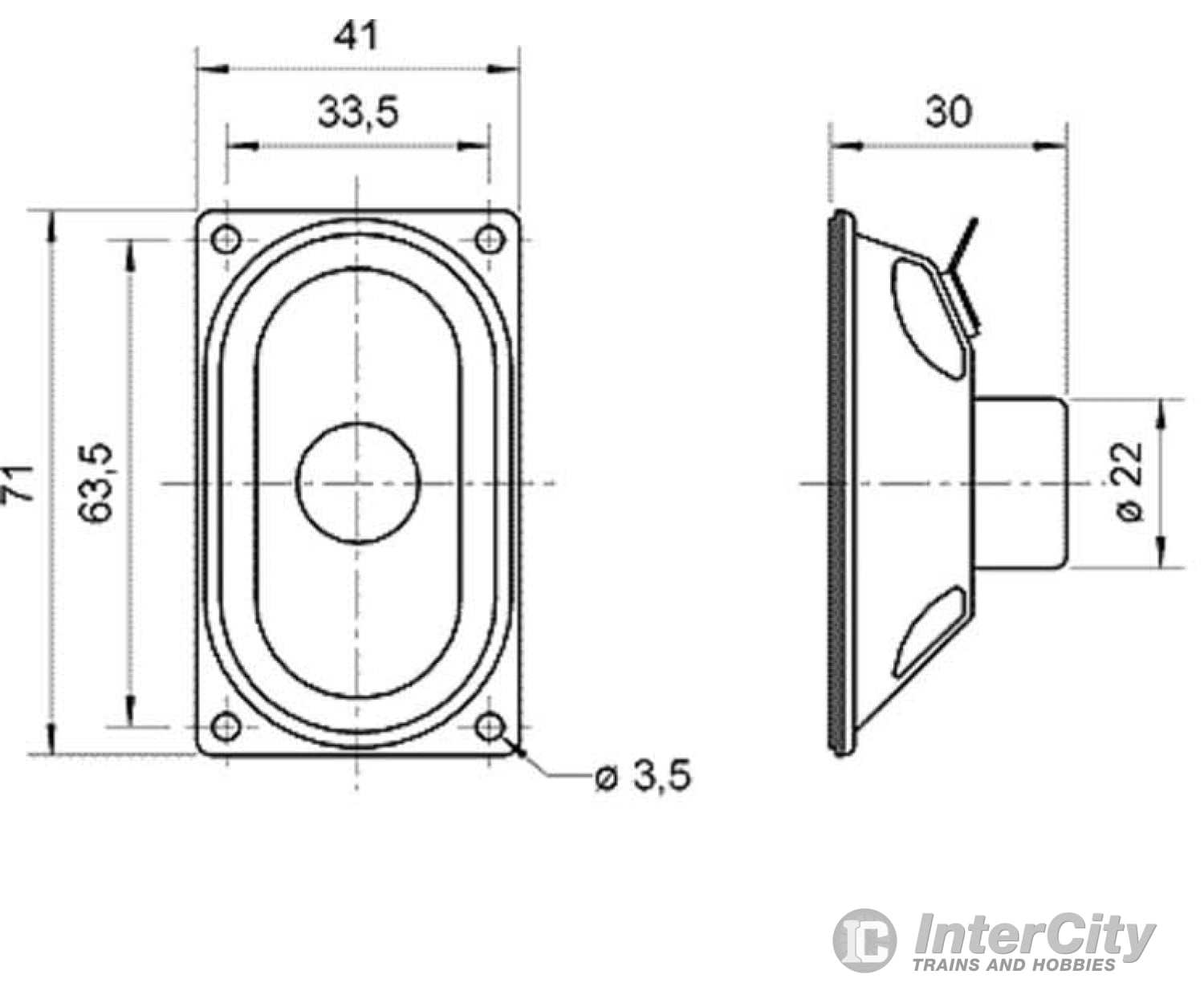 ESU 50336 Loudspeaker Visaton SC 4.7 ND, 41mm x 71mm, square, 8 Ohm for LokSound XL - Default Title (IC-ESU-50336)