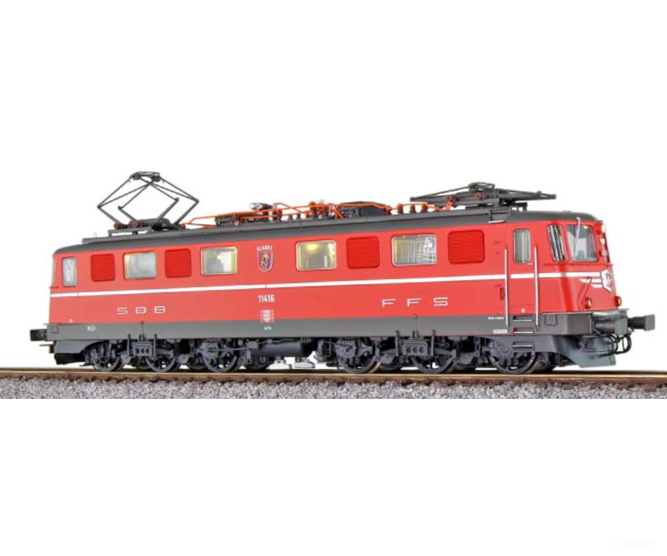 Esu 31533 H0 Electric Locomoitive Ae6/6 11416 Glarus Sbb Red Era V Prototype Around 1997 Loksound