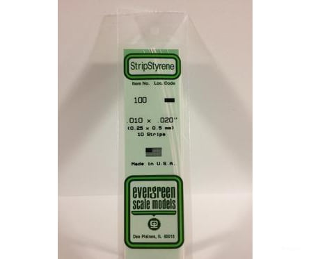 Evergreen 100 Dimensional Strips .010X.020 (10/Pk) Scratch Building Supplies