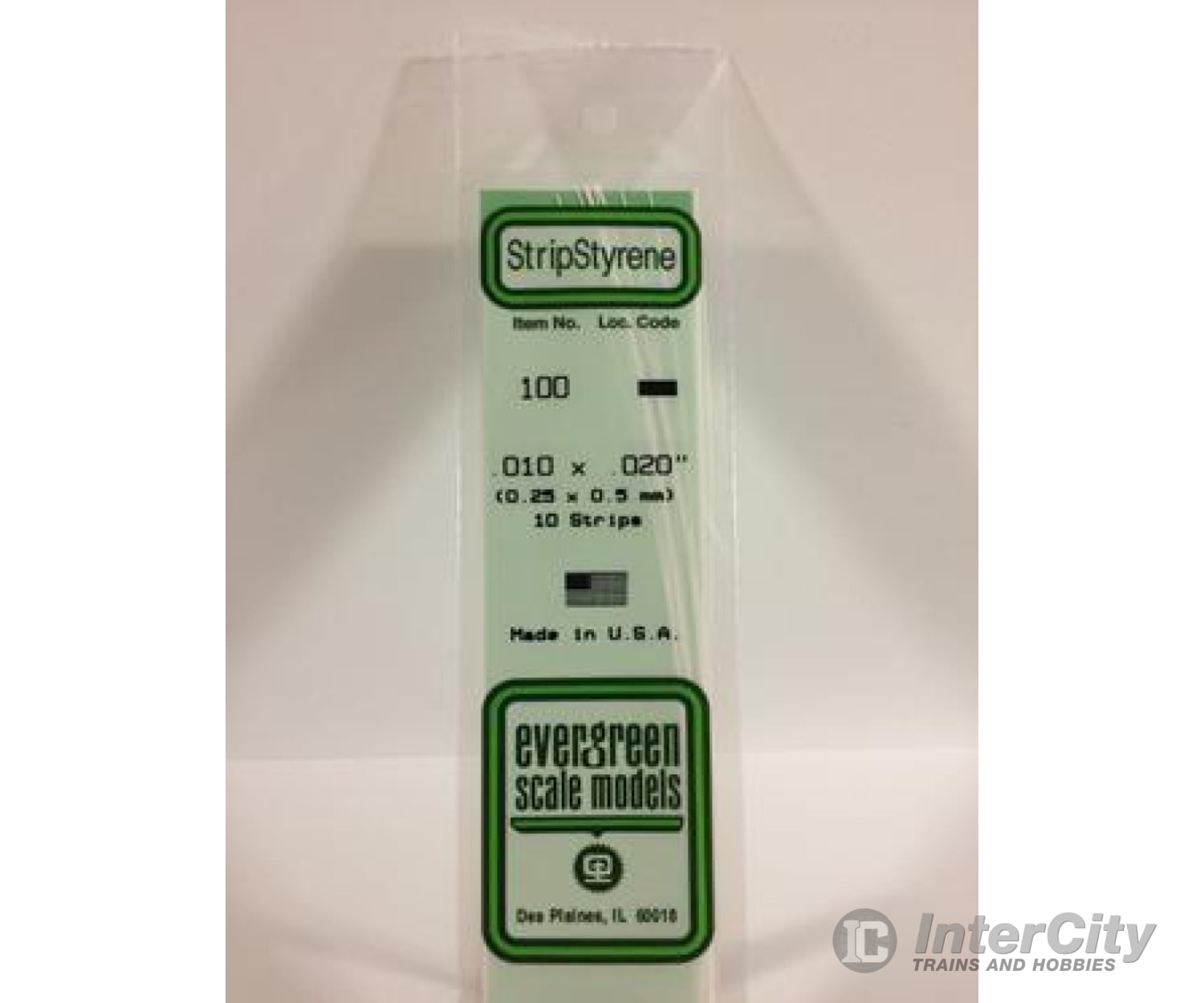 Evergreen 100 Dimensional Strips .010X.020 (10/Pk) Scratch Building Supplies